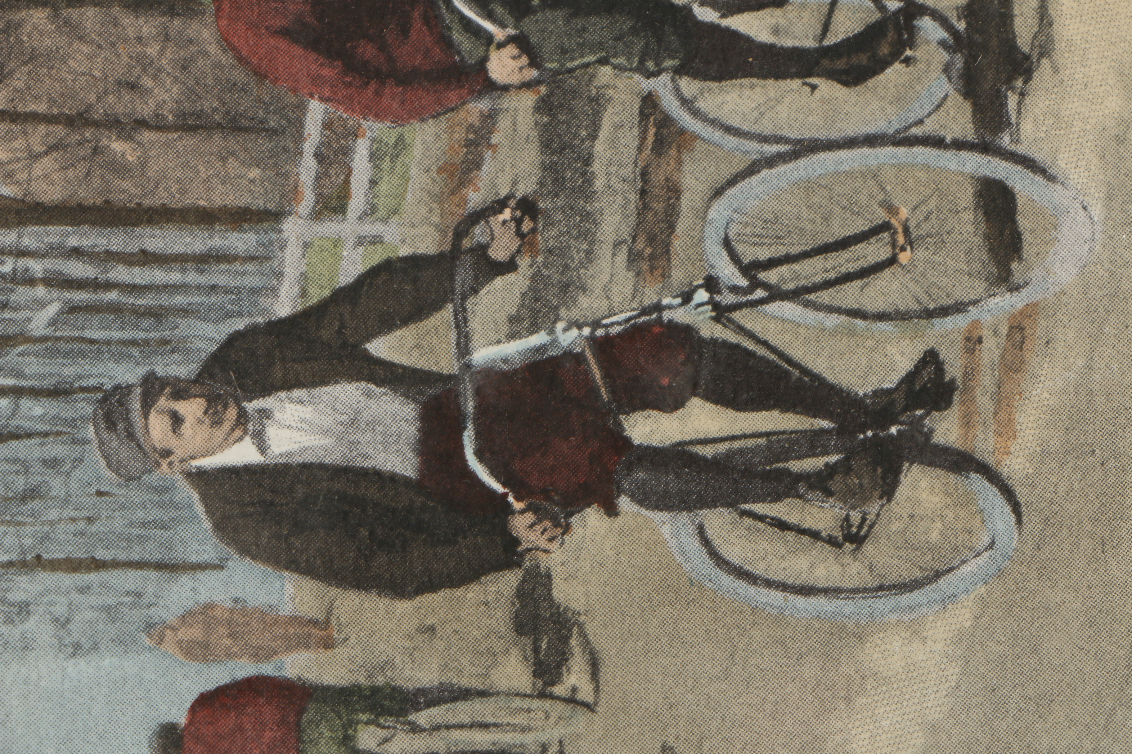 Hand-Colored Offset Lithograph After Arthur Burdett Frost's "Bicycle Race"
