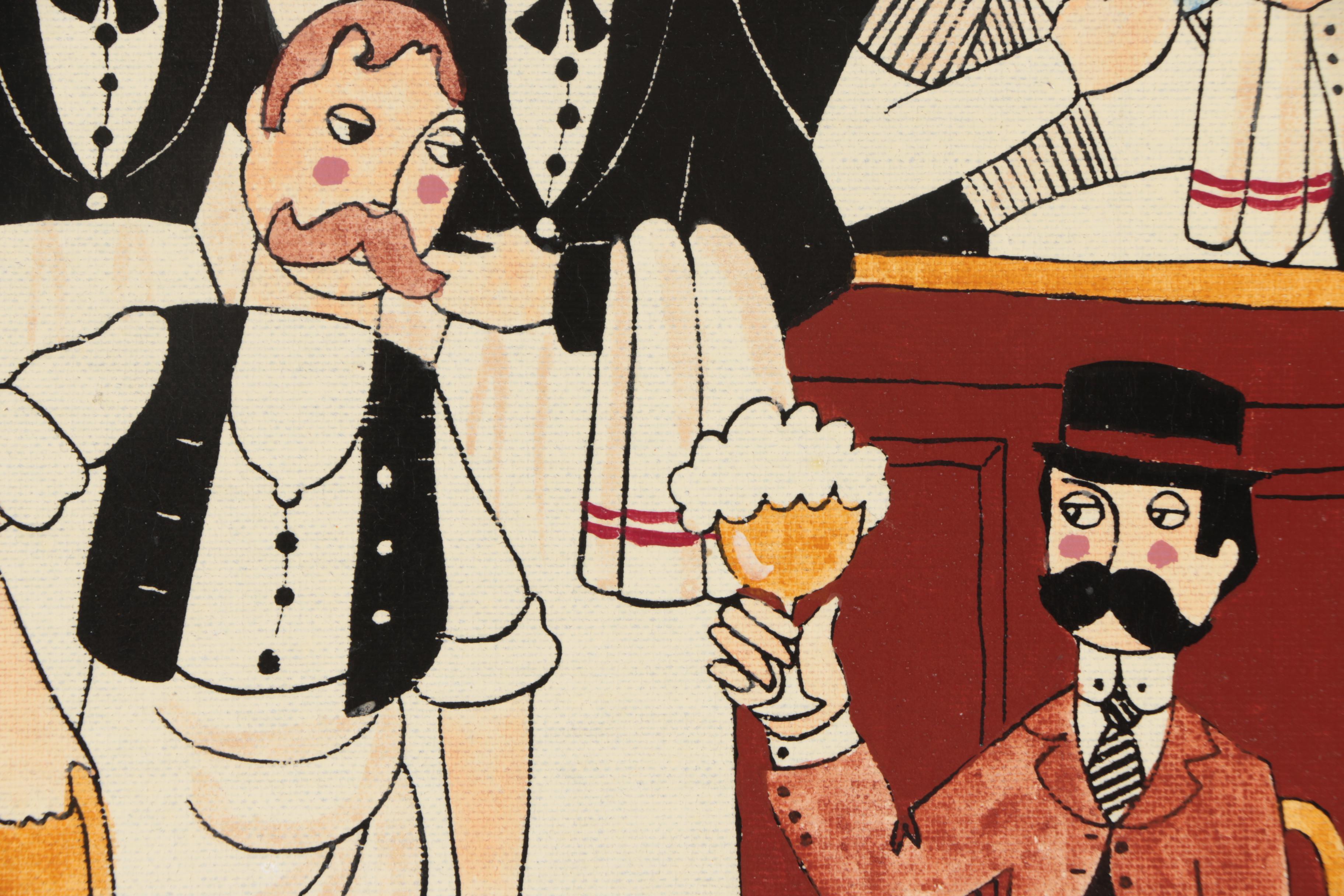 Michel Cordi Parisian Cafe in Montmartre, Paris Oil Painting