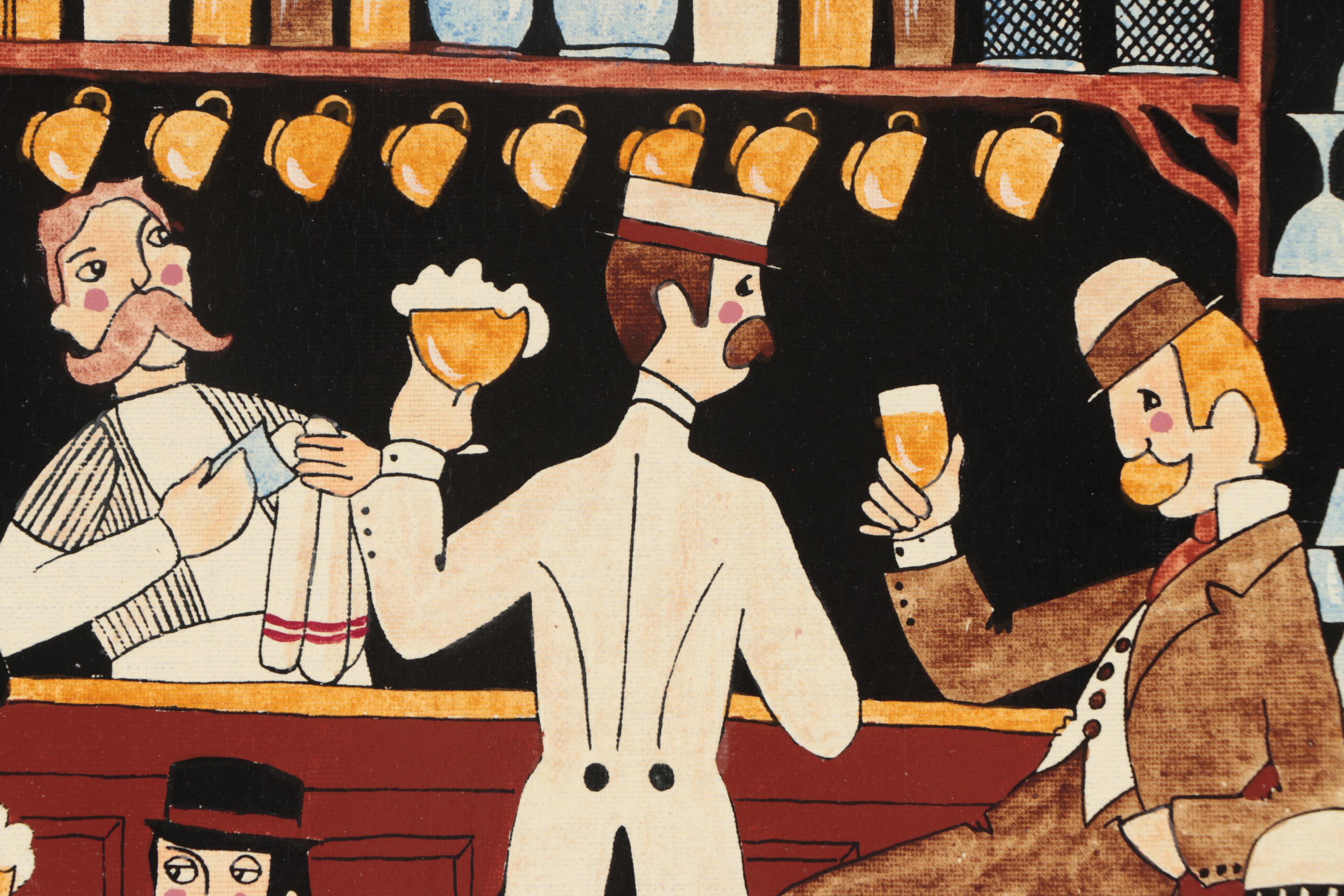 Michel Cordi Parisian Cafe in Montmartre, Paris Oil Painting