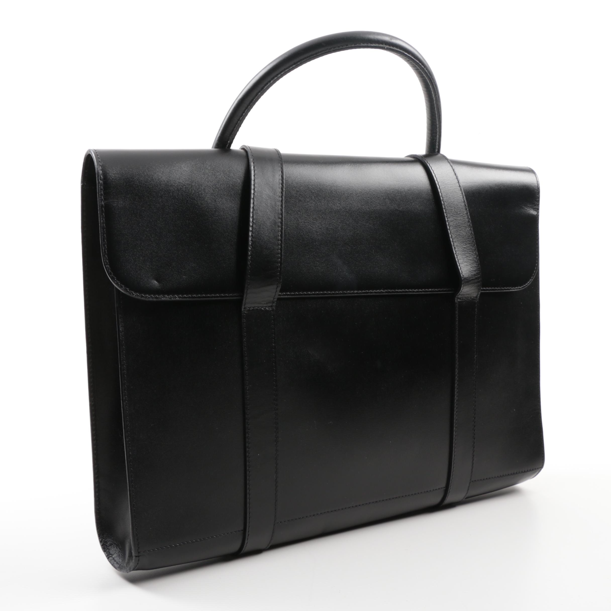 Mont Blanc Black Leather Briefcase with Gold Bar, Made in Germany