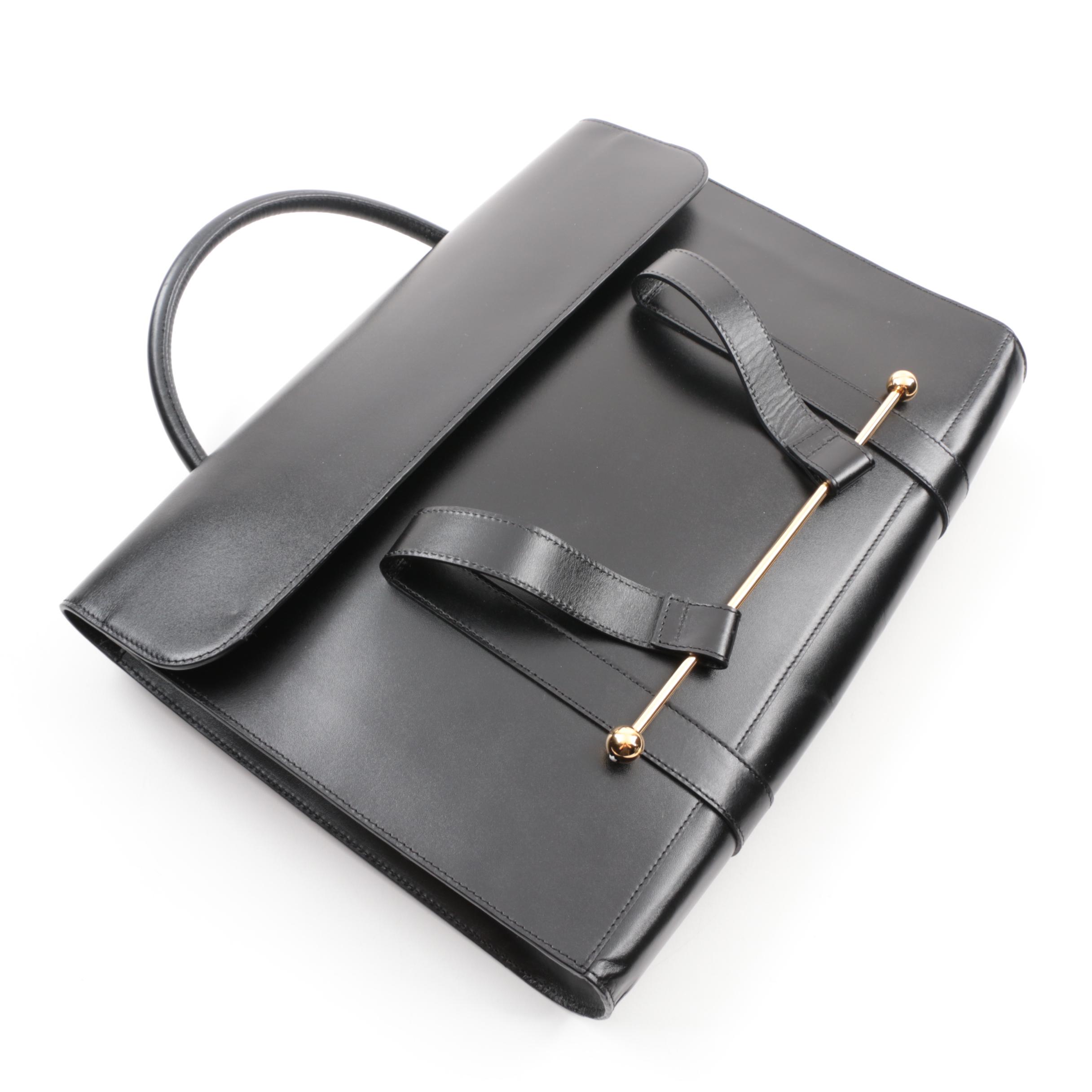 Mont Blanc Black Leather Briefcase with Gold Bar, Made in Germany