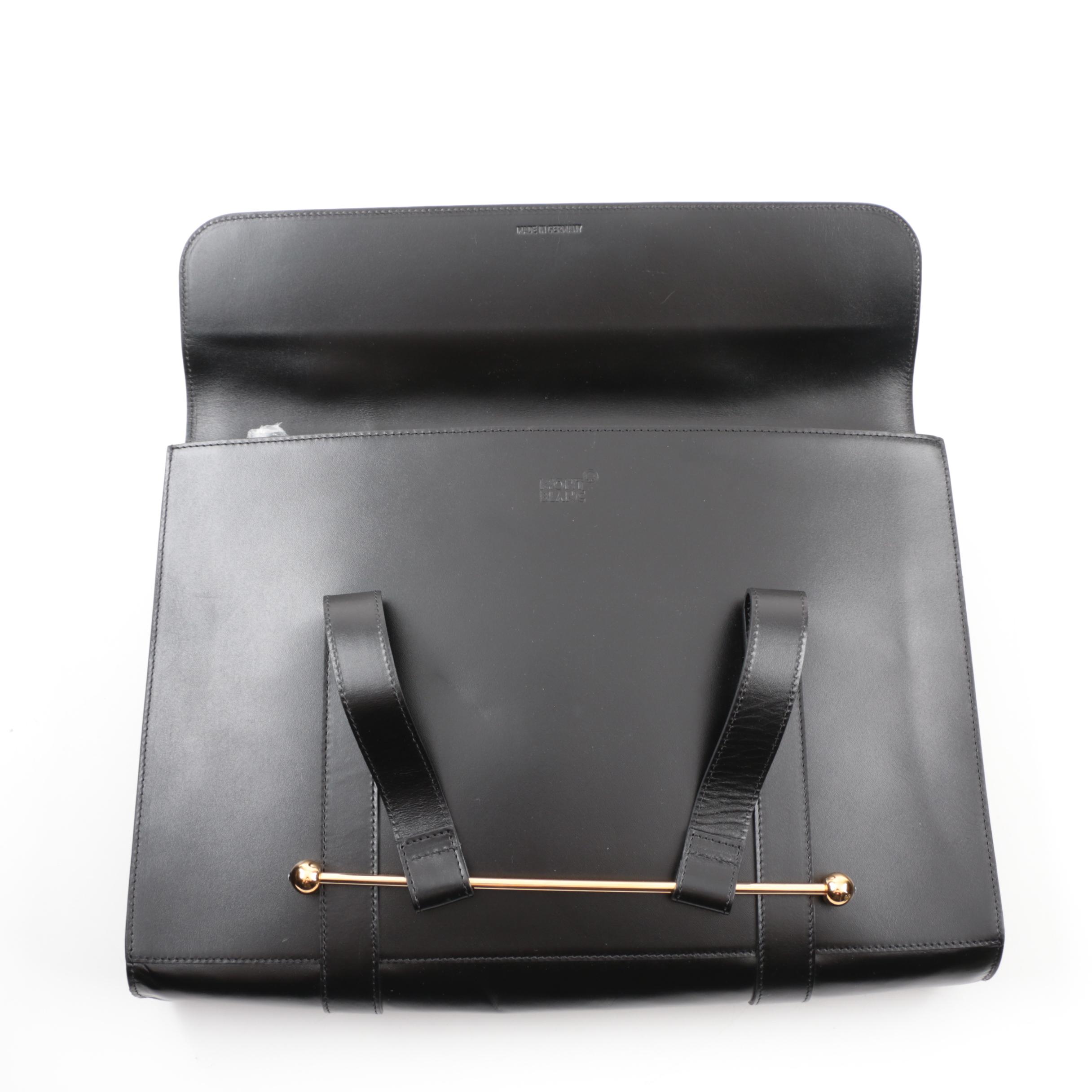 Mont Blanc Black Leather Briefcase with Gold Bar, Made in Germany