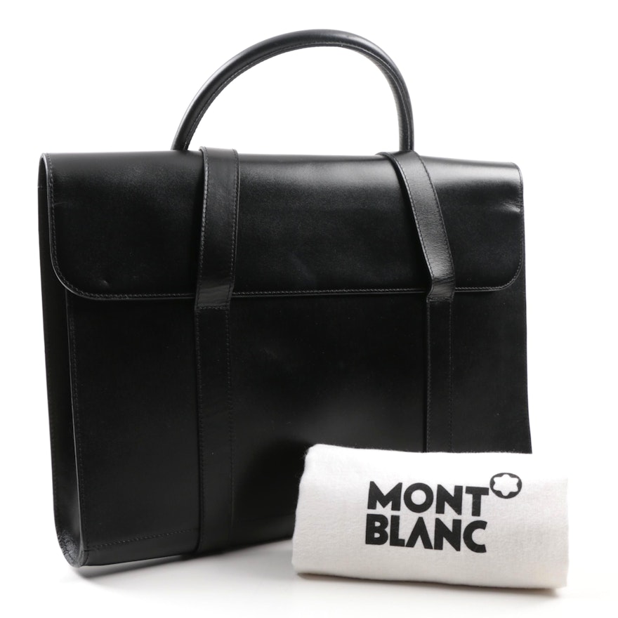 Mont Blanc Black Leather Briefcase with Gold Bar, Made in Germany