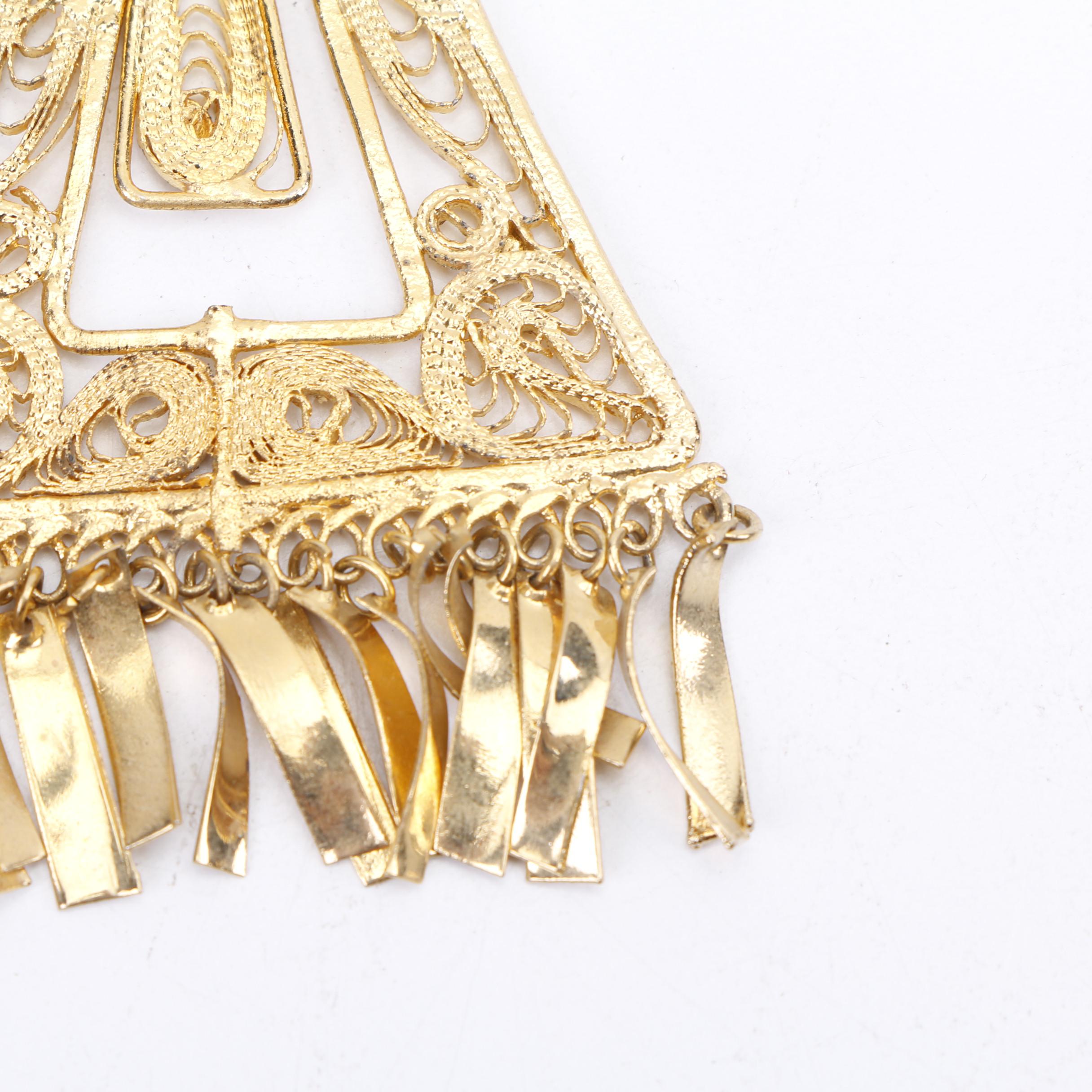 Mid Century Nettie Rosenstein Gold Leaf Necklace and Dangle Earrings