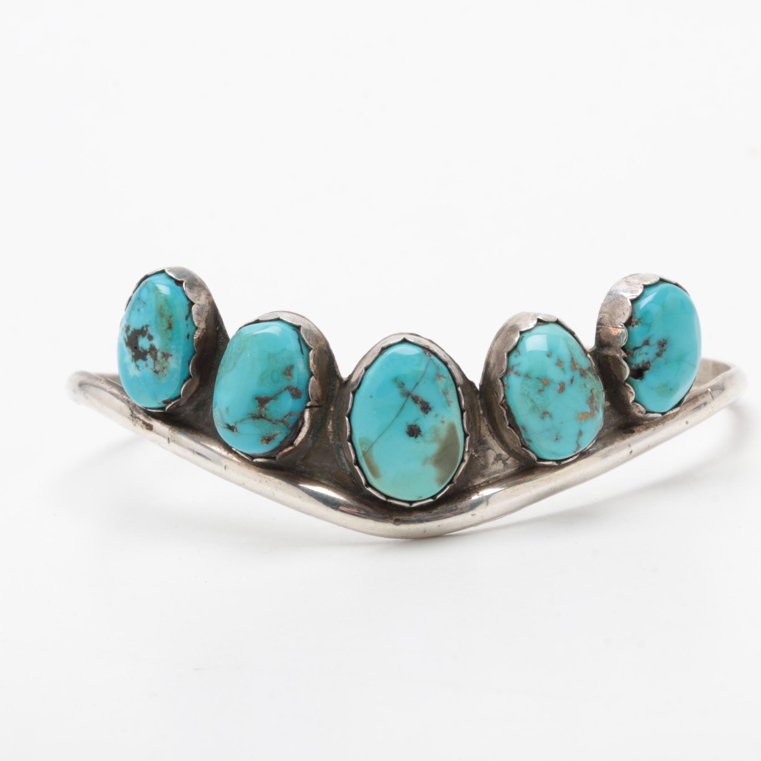 Z. Otero Navajo Sterling Silver Turquoise Cuff Bracelet