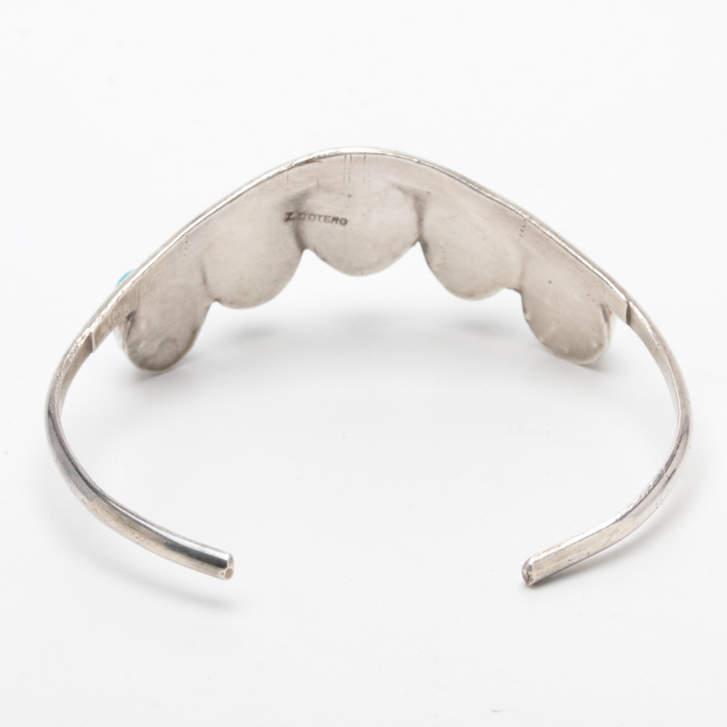 Z. Otero Navajo Sterling Silver Turquoise Cuff Bracelet