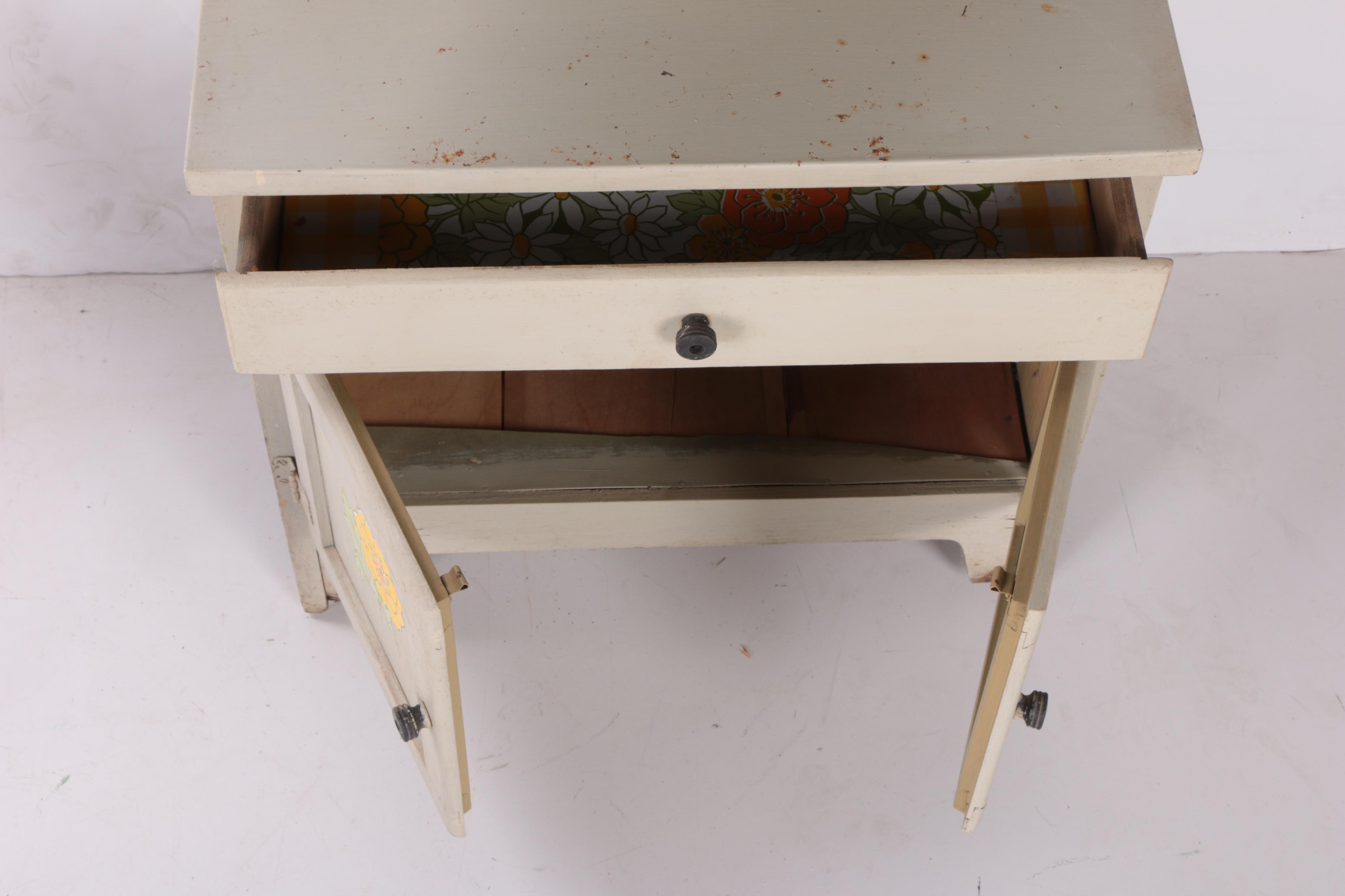Vintage Child's Kitchen with China Cabinet, Table, and Chairs