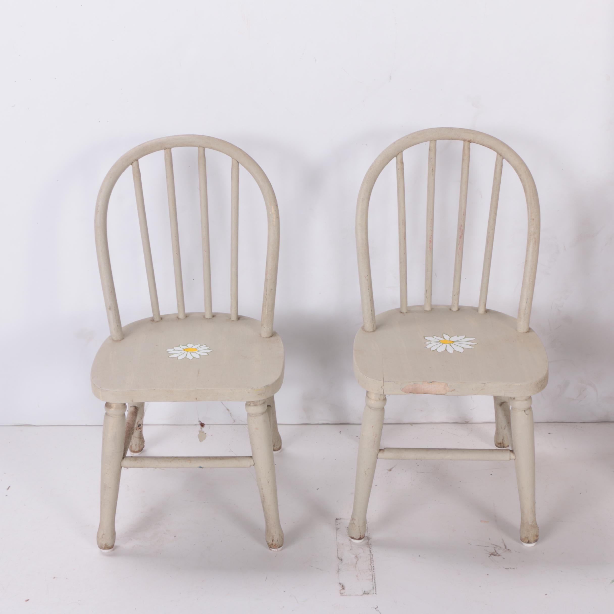 Vintage Child's Kitchen with China Cabinet, Table, and Chairs