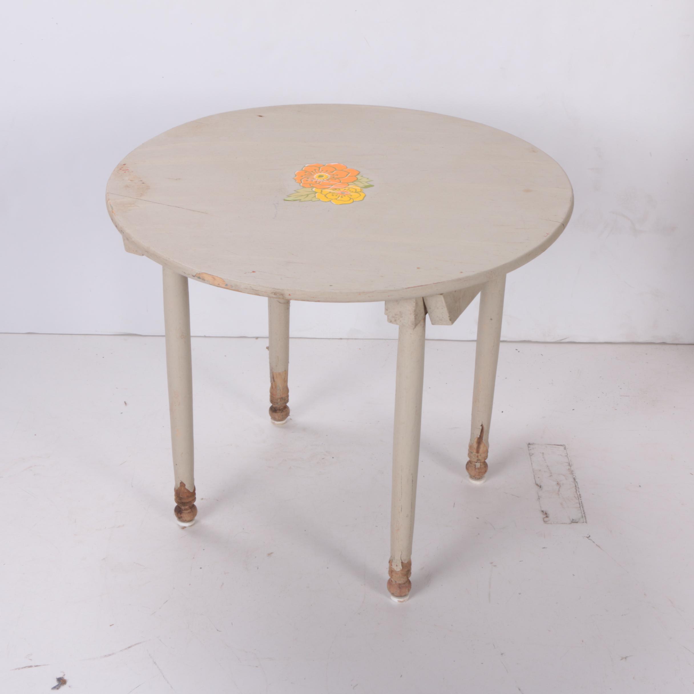 Vintage Child's Kitchen with China Cabinet, Table, and Chairs