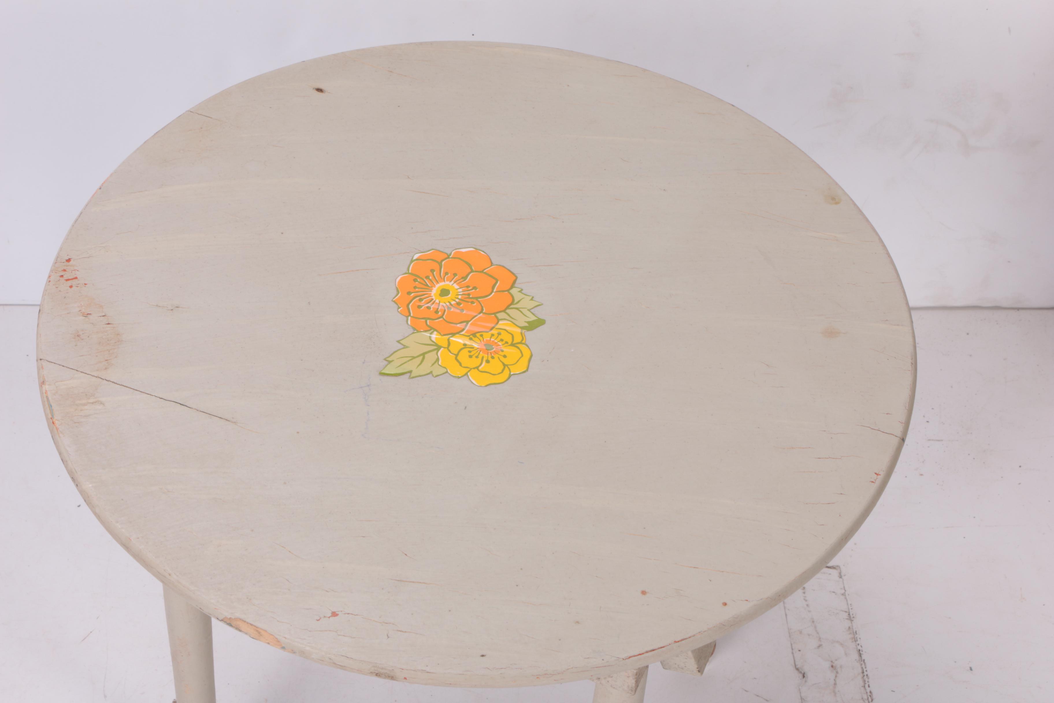 Vintage Child's Kitchen with China Cabinet, Table, and Chairs