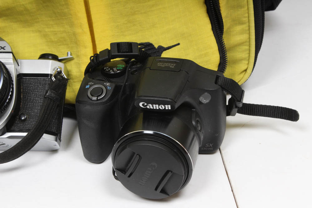 Pentax 35mm Film Camera and Canon Powershot SX530 Digital Camera