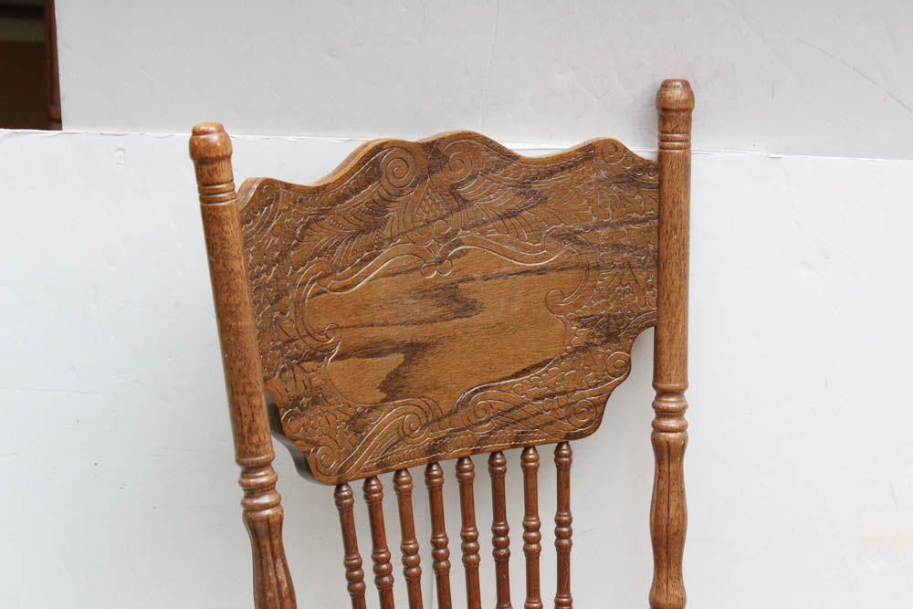 Vintage Oak Veneer Pressback Dining Chairs