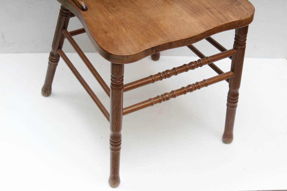 Vintage Oak Veneer Pressback Dining Chairs