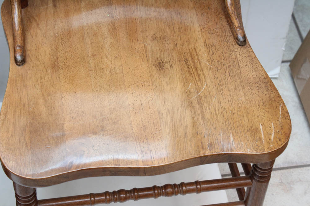 Vintage Oak Veneer Pressback Dining Chairs