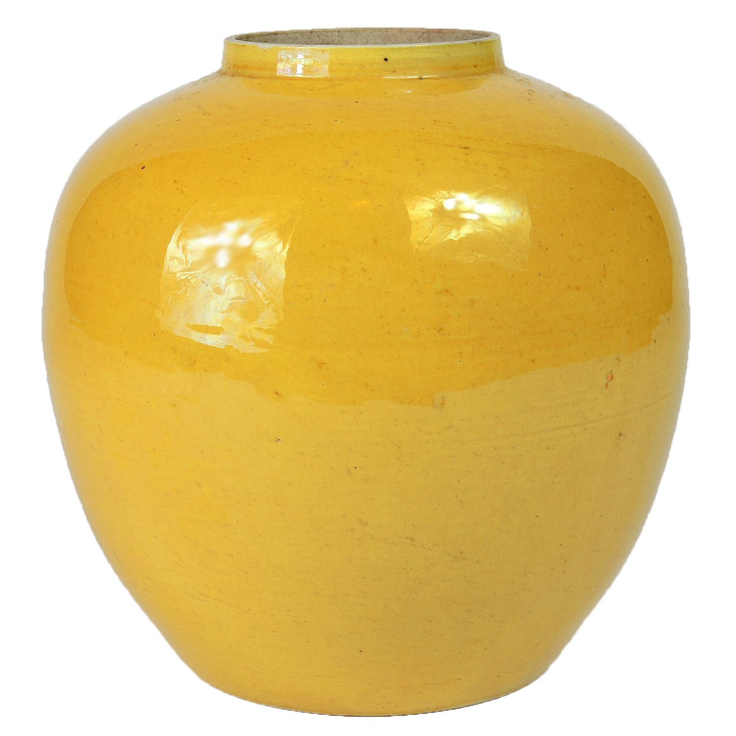 Antique Mid 19th Century Chinese Yellow Monochrome Vase