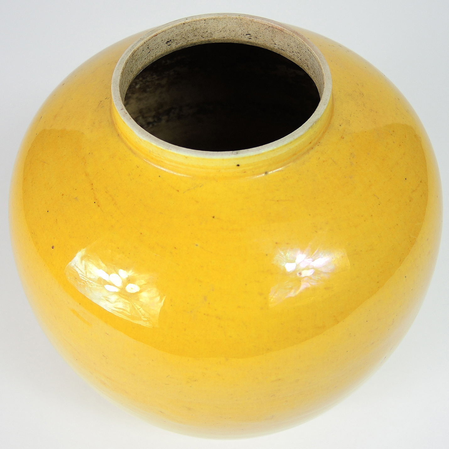 Antique Mid 19th Century Chinese Yellow Monochrome Vase