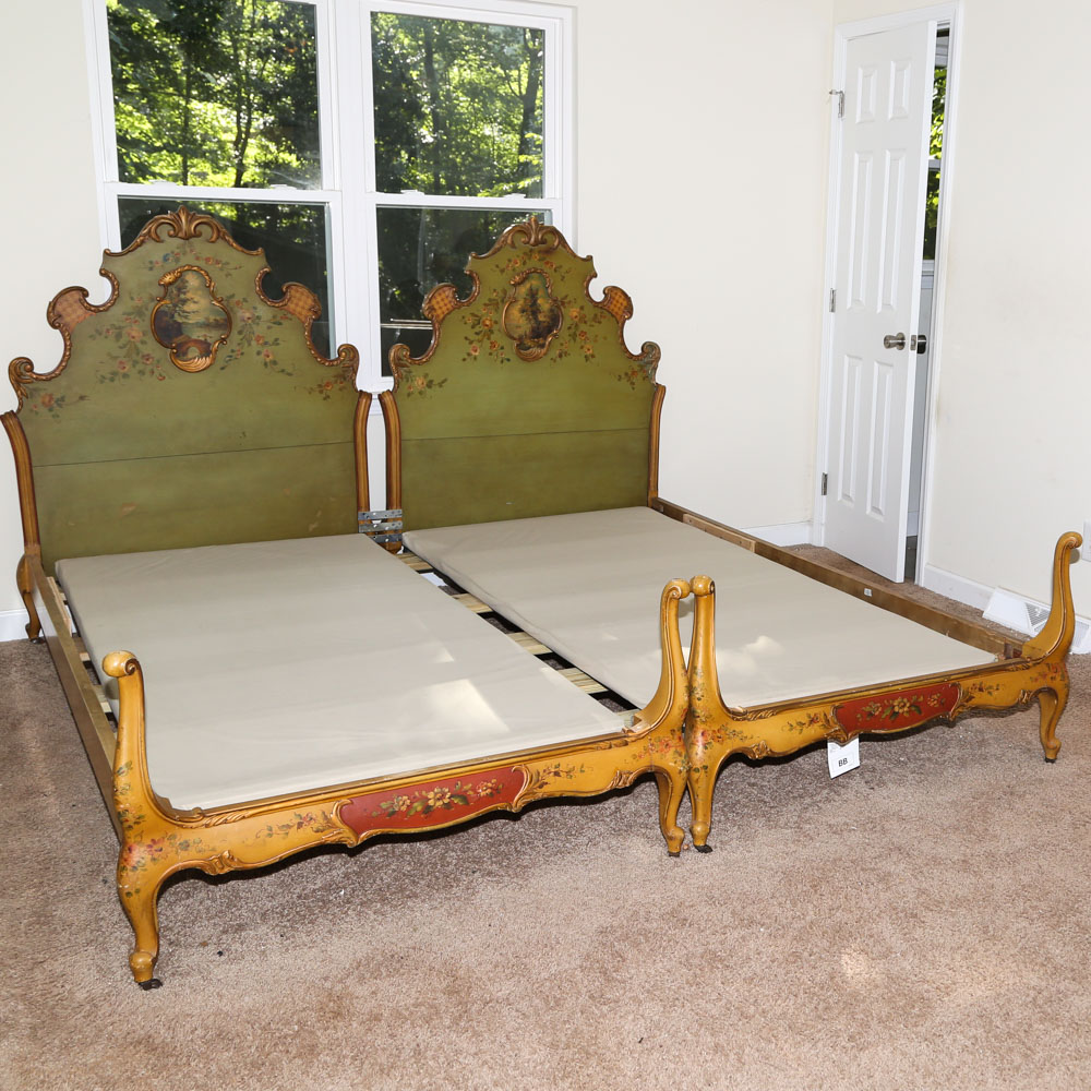 French Provincial Hand Painted King Size Bed