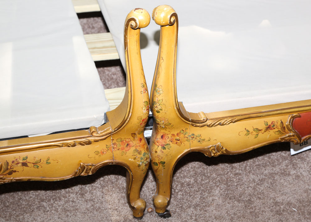 French Provincial Hand Painted King Size Bed