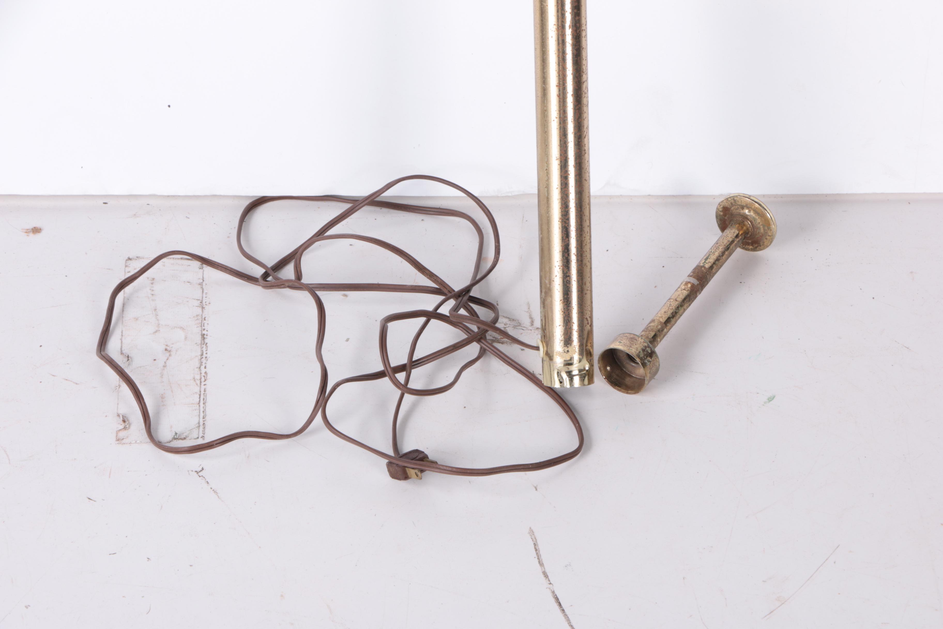 Mid Century Modern Wood and Metal Floor to Ceiling Tension Pole Lamp