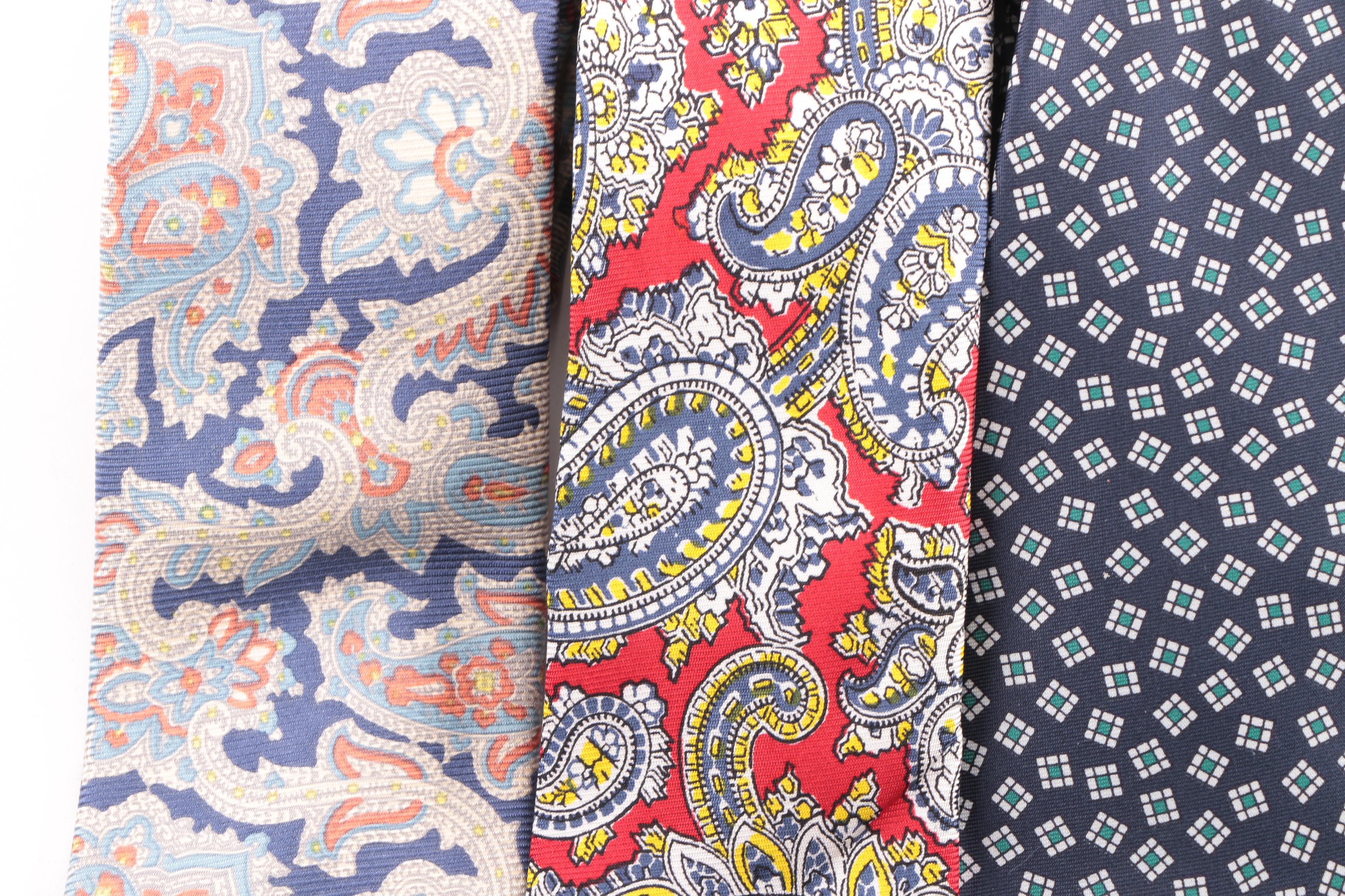 Men's Vintage Silk Neckties Including Burberry, Jaeger and Salvatore Ferragamo