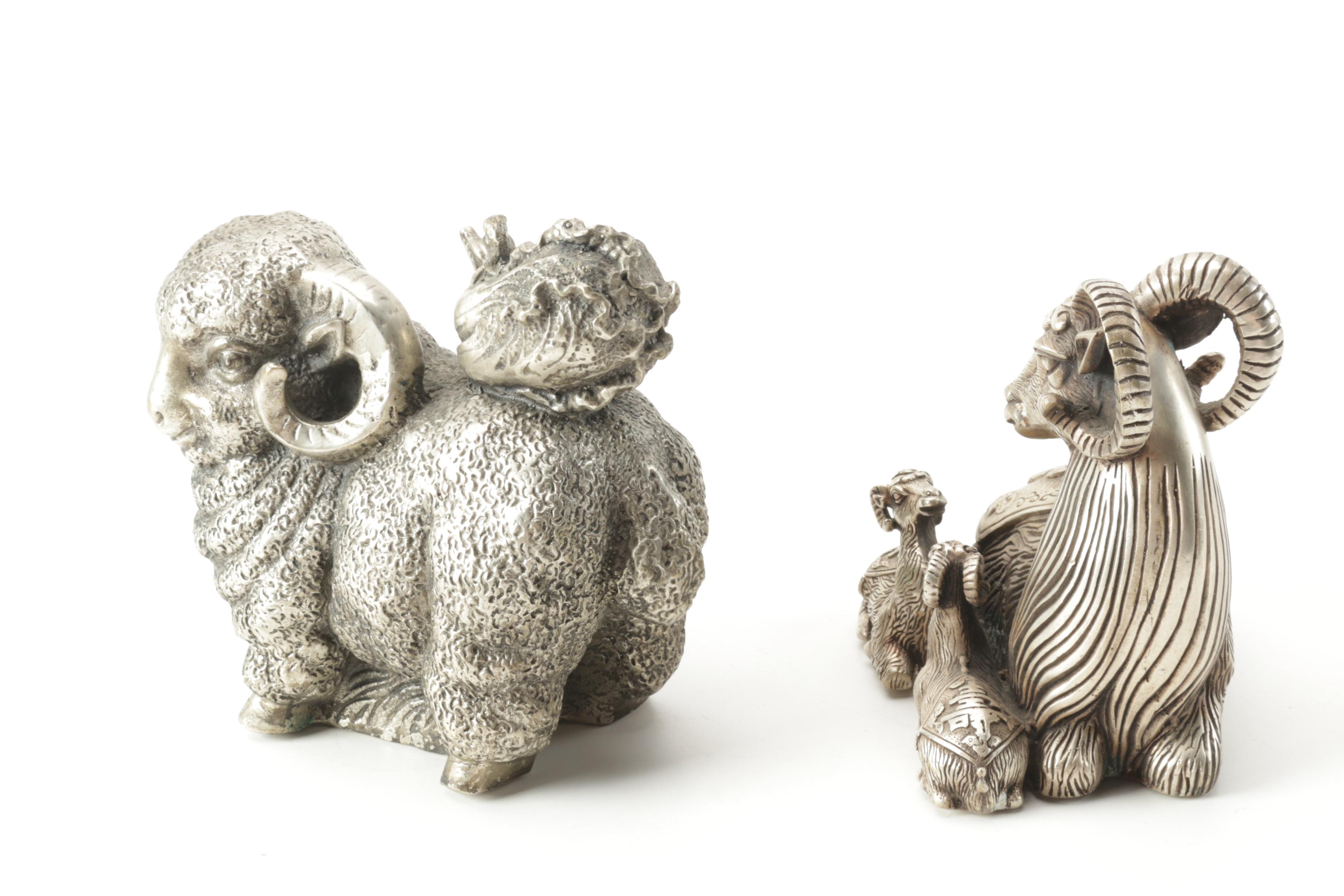 Chinese Silver Tone Metal Animal Figurines