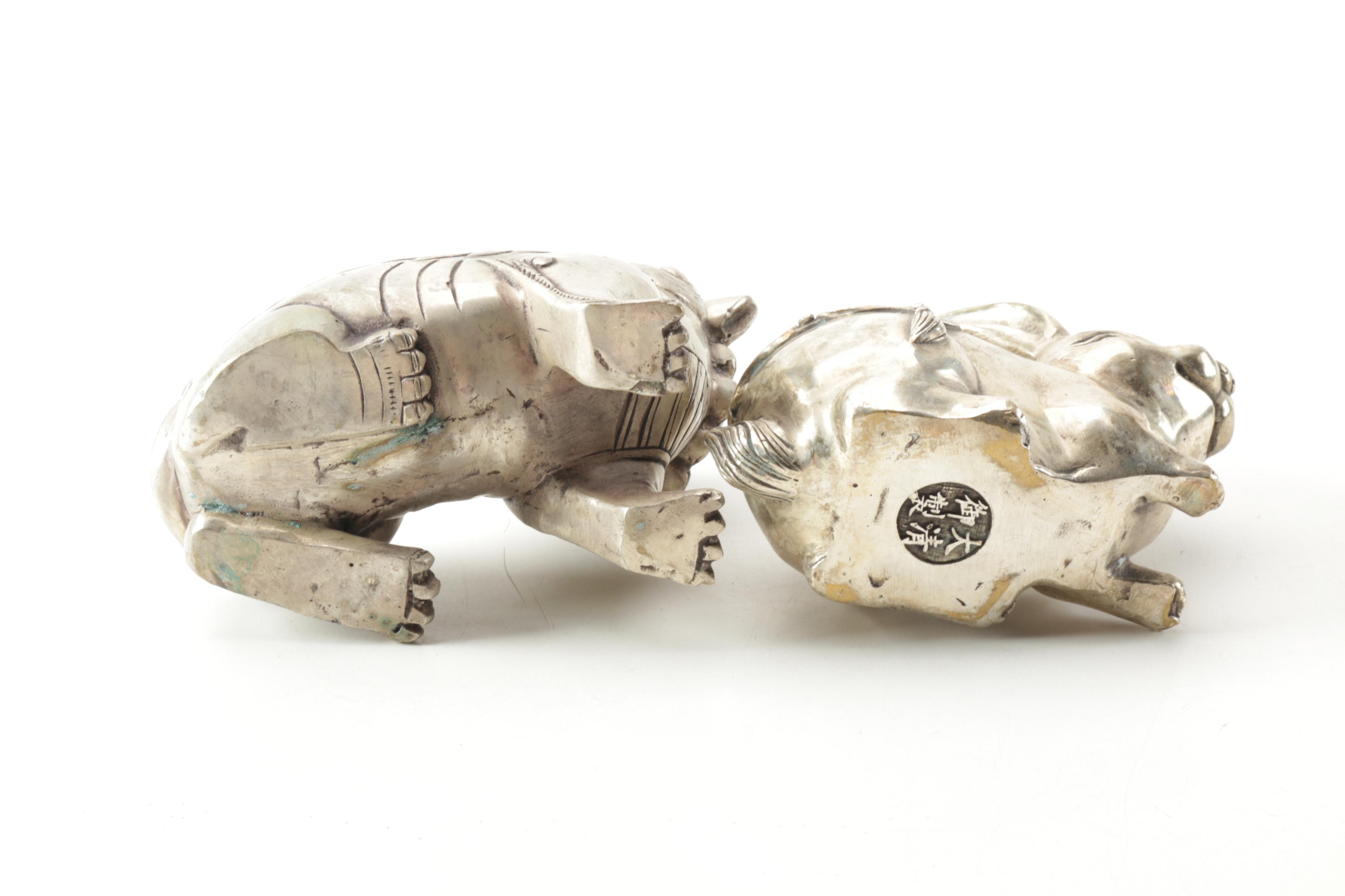 Chinese Silver Tone Metal Animal Figurines