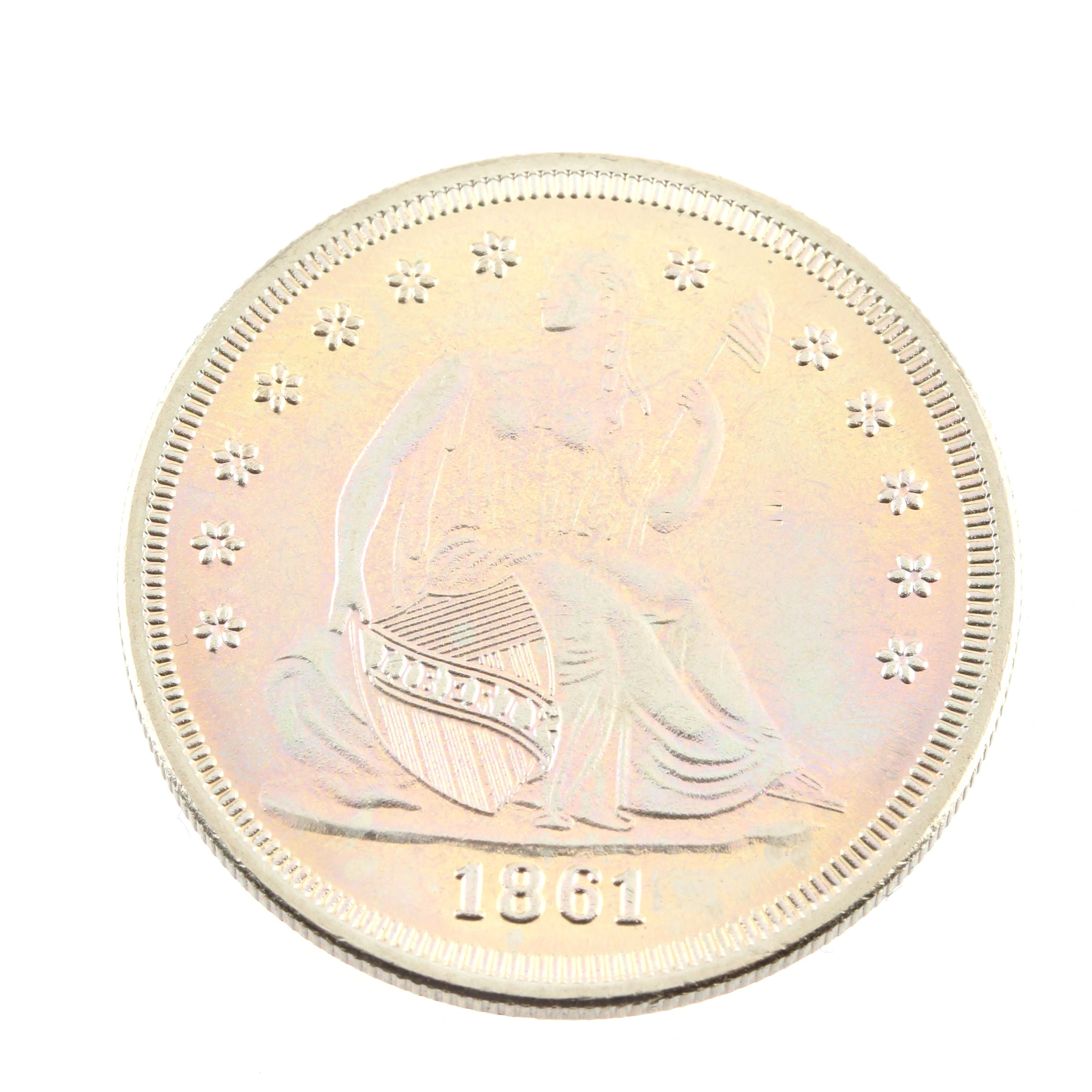 Replica of Confederate 1861 Liberty Seated Half Dollar