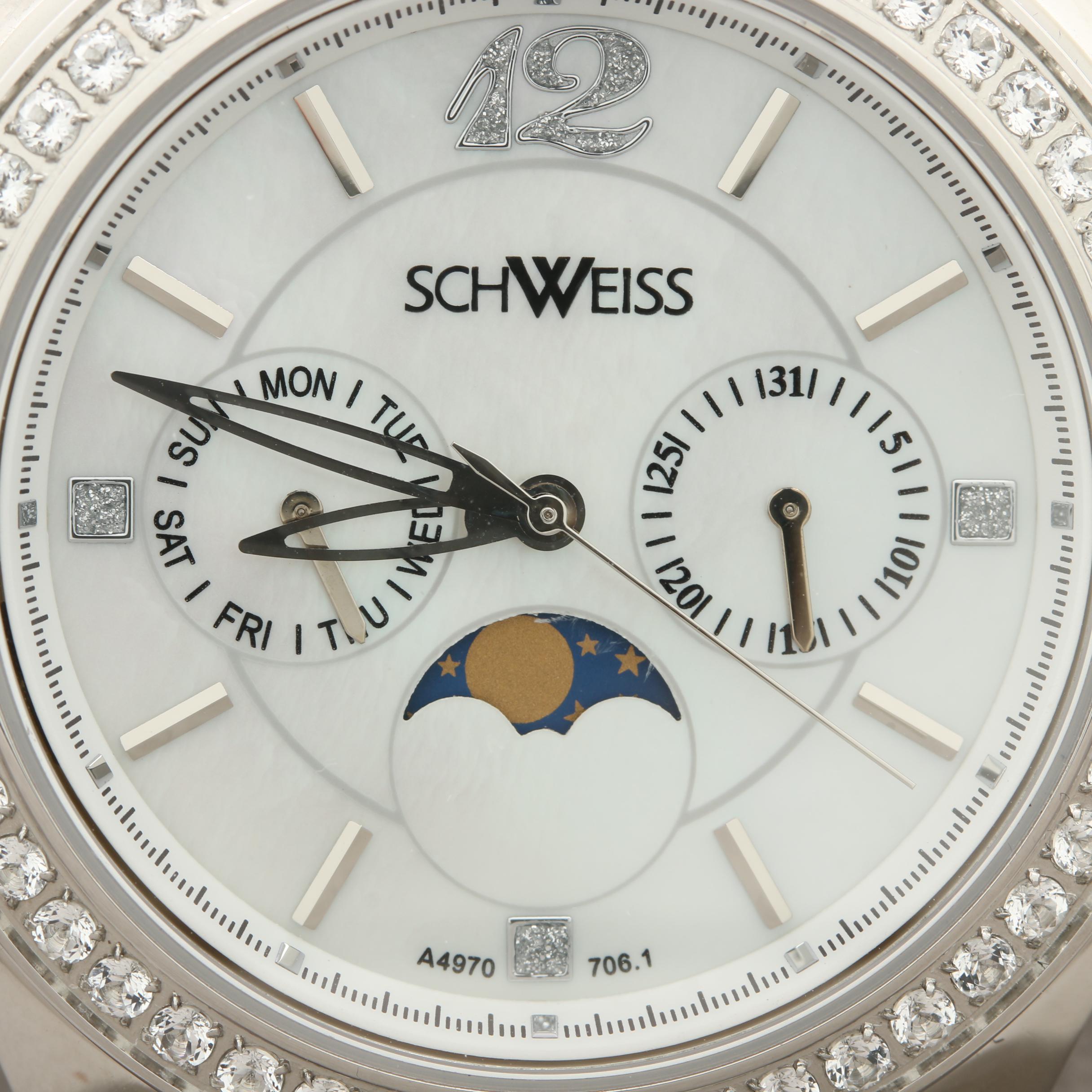 Schweiss Stainless Swiss Steel White Topaz Watch