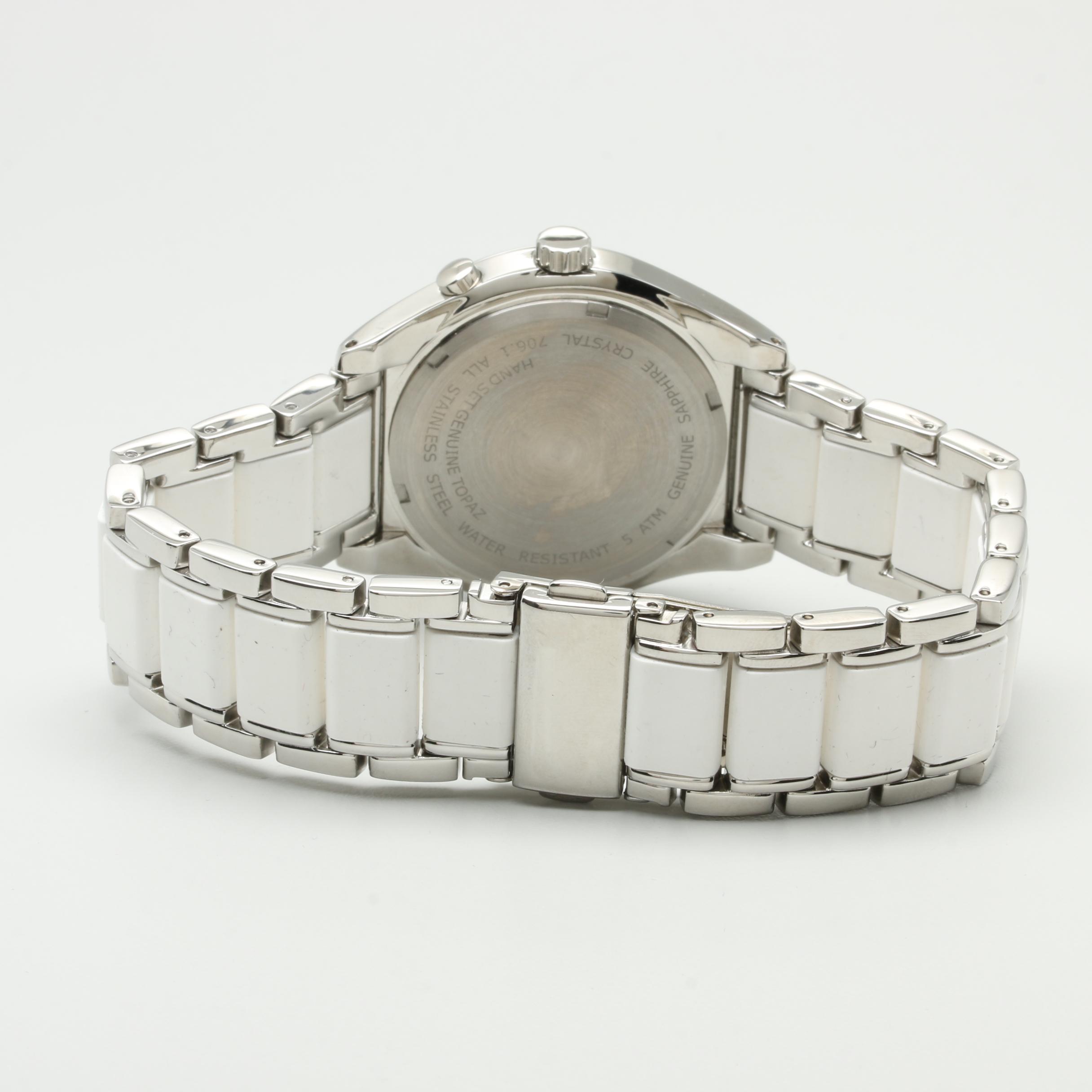 Schweiss Stainless Swiss Steel White Topaz Watch