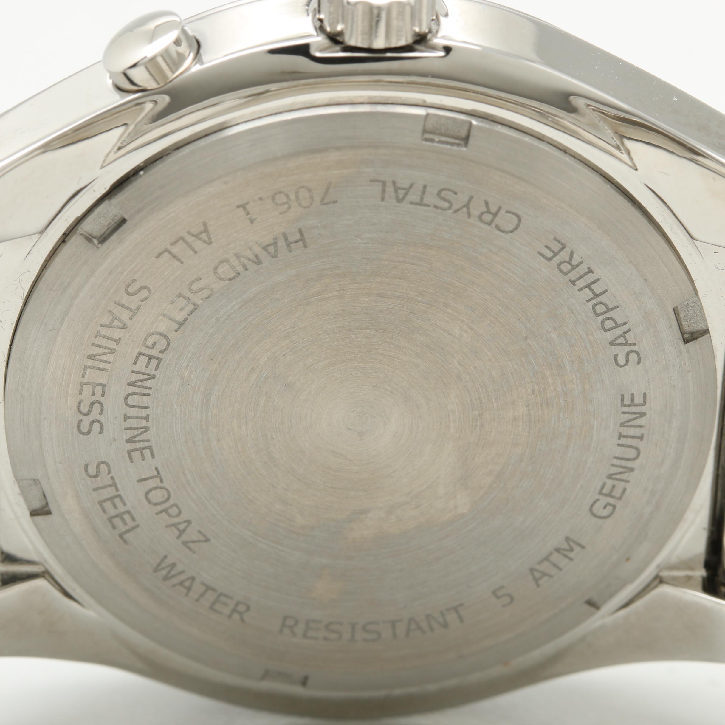 Schweiss Stainless Swiss Steel White Topaz Watch