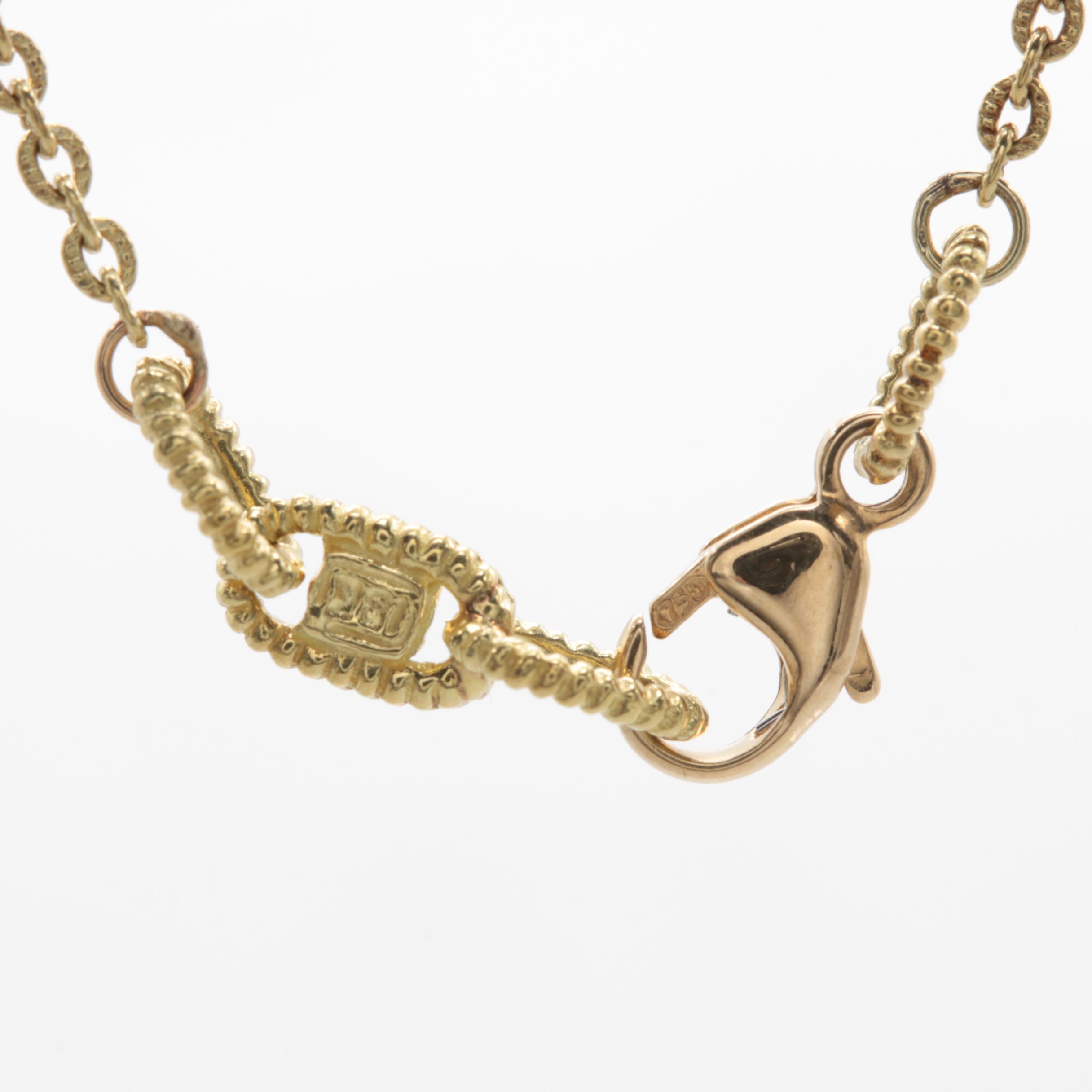 Judith Ripka "Evil Eye" 18K Yellow Gold Diamond Necklace