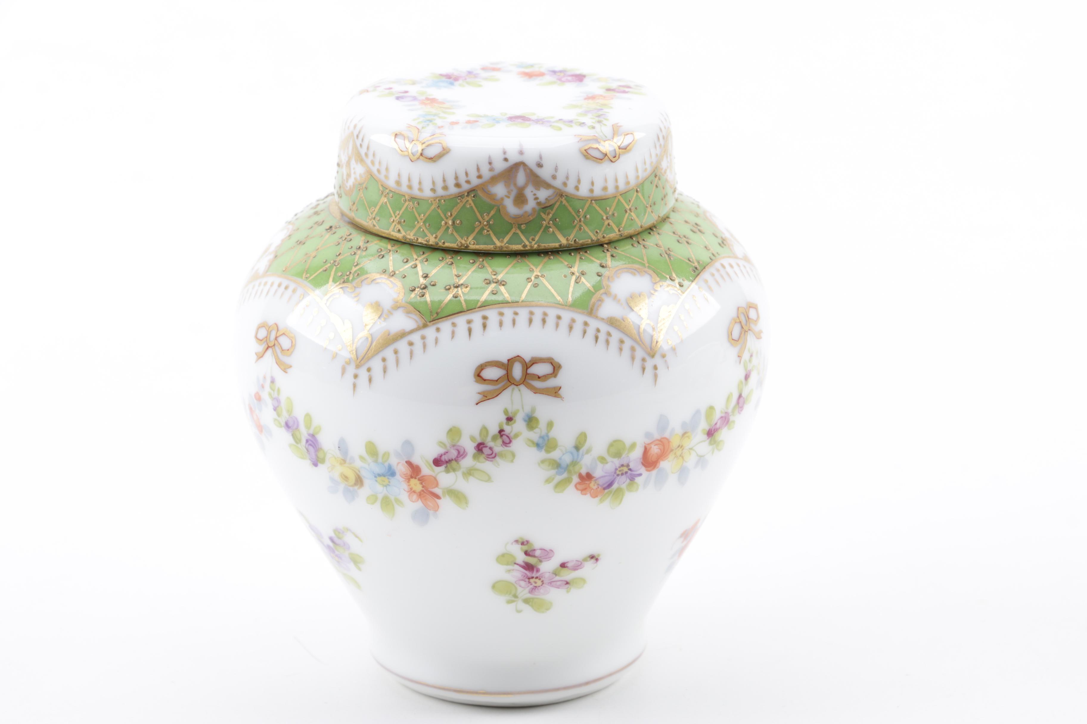 Antique to Vintage Porcelain Hair Receivers and Dresden Jar