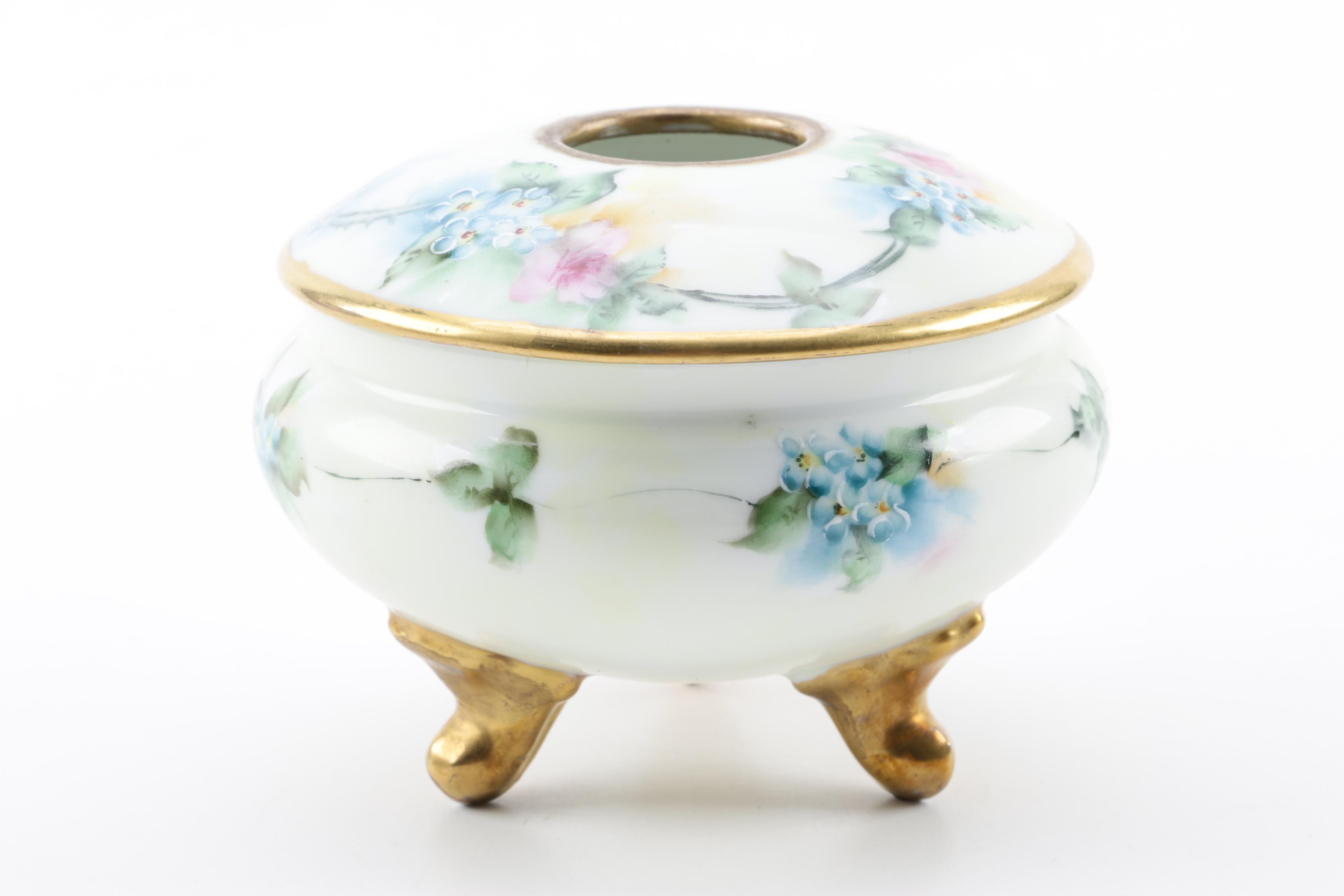 Antique to Vintage Porcelain Hair Receivers and Dresden Jar