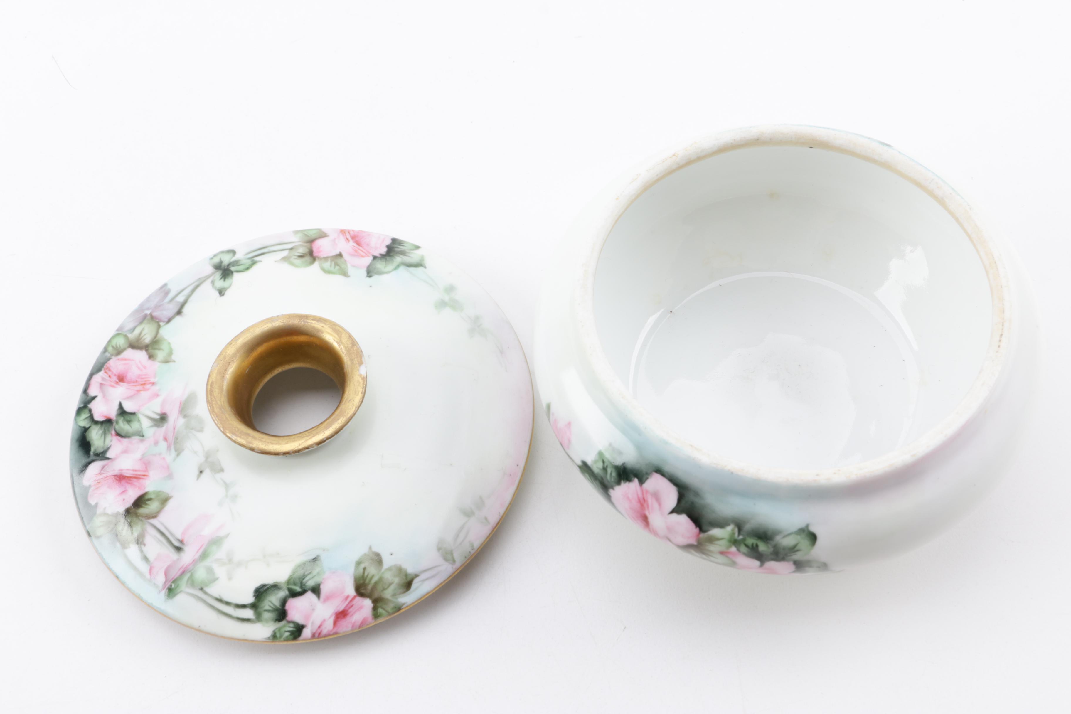 Antique to Vintage Porcelain Hair Receivers and Dresden Jar