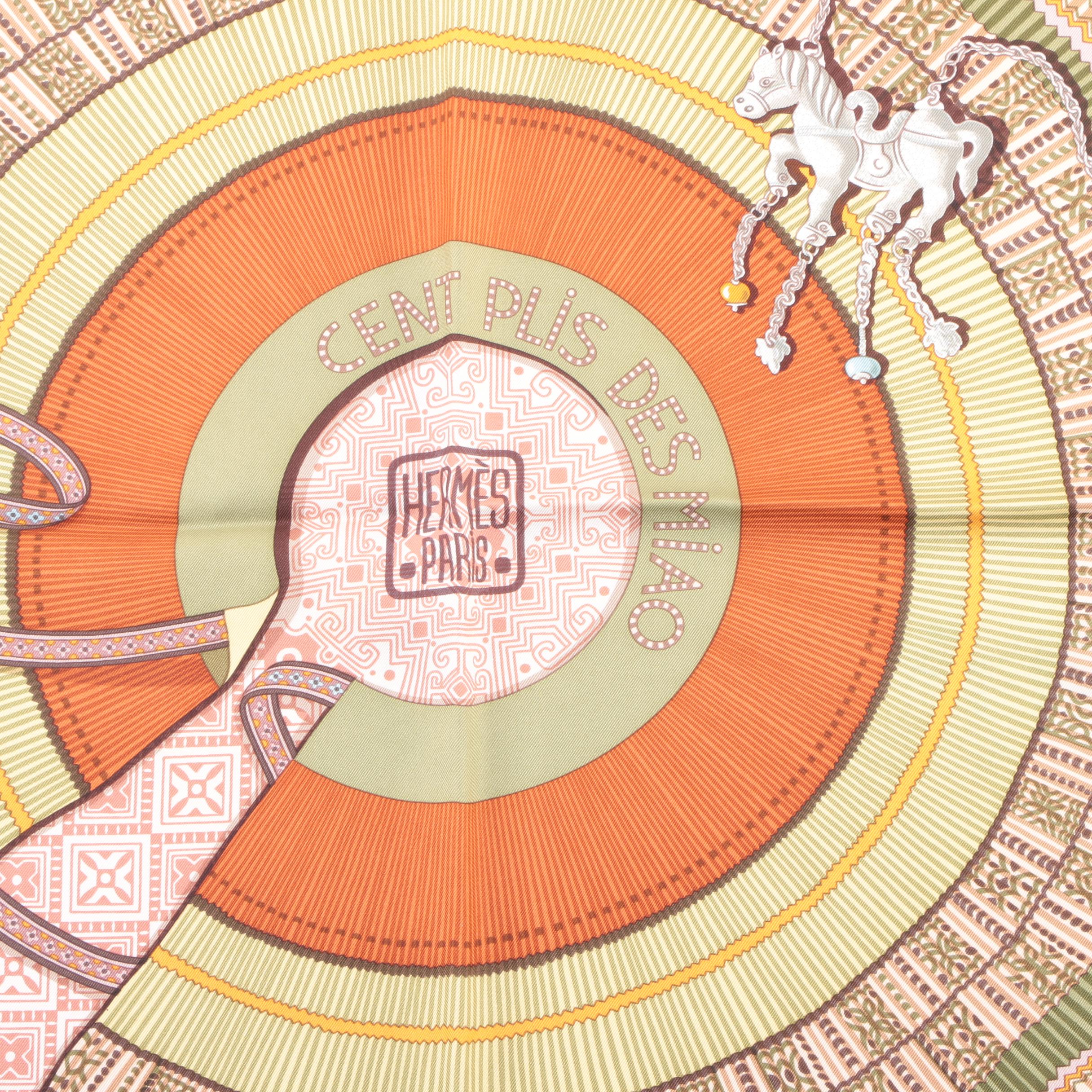 Hermès of Paris "Cent Plis Des Miao" Silk Scarf Designed by Aline Honoré