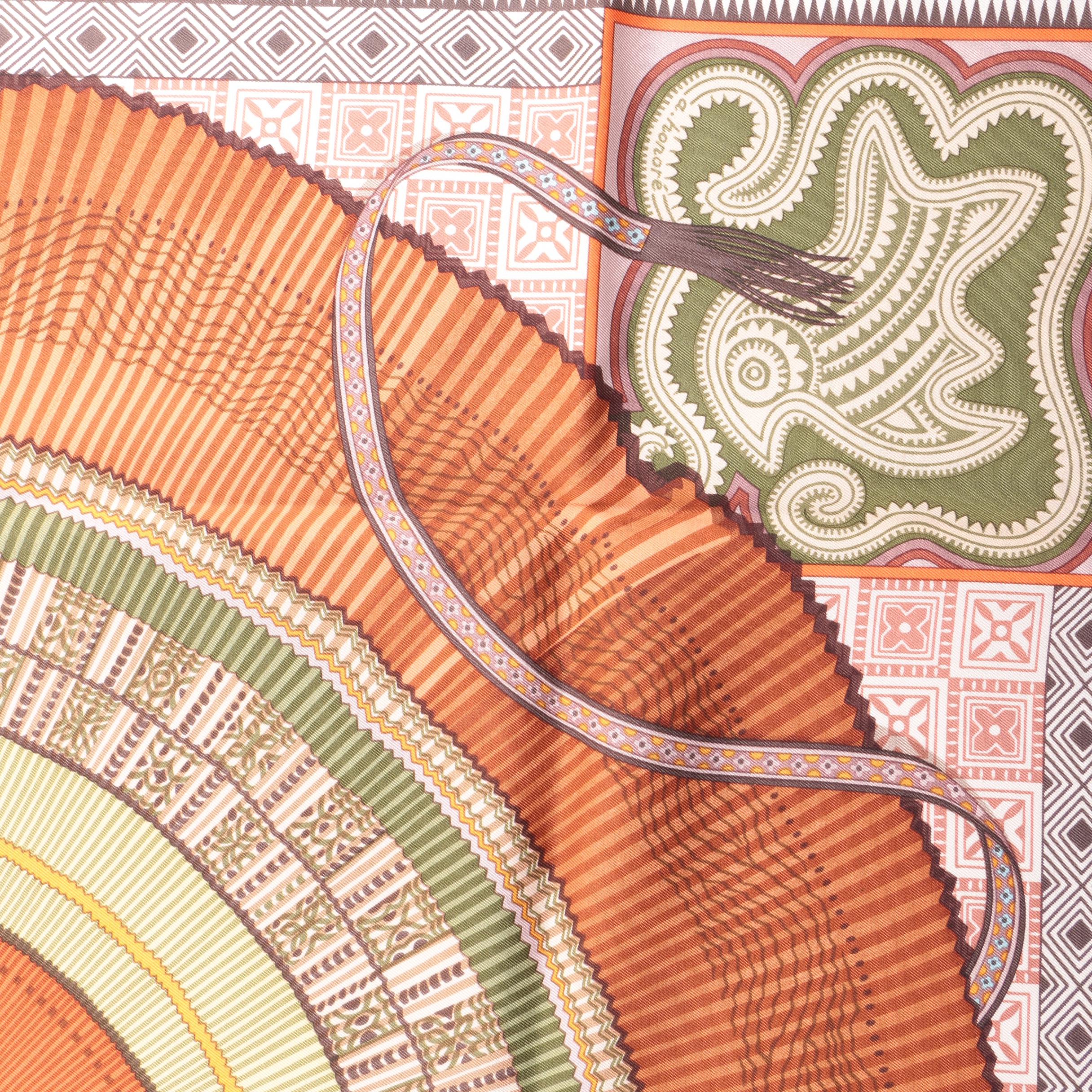 Hermès of Paris "Cent Plis Des Miao" Silk Scarf Designed by Aline Honoré