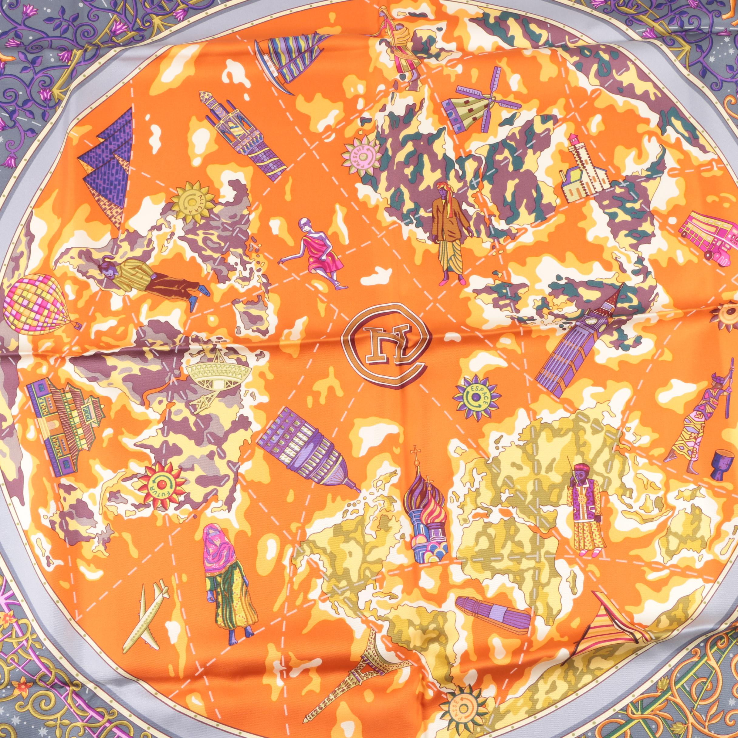 2001 Hermès "The World of Hermès" Silk Scarf Designed by Christine Henry