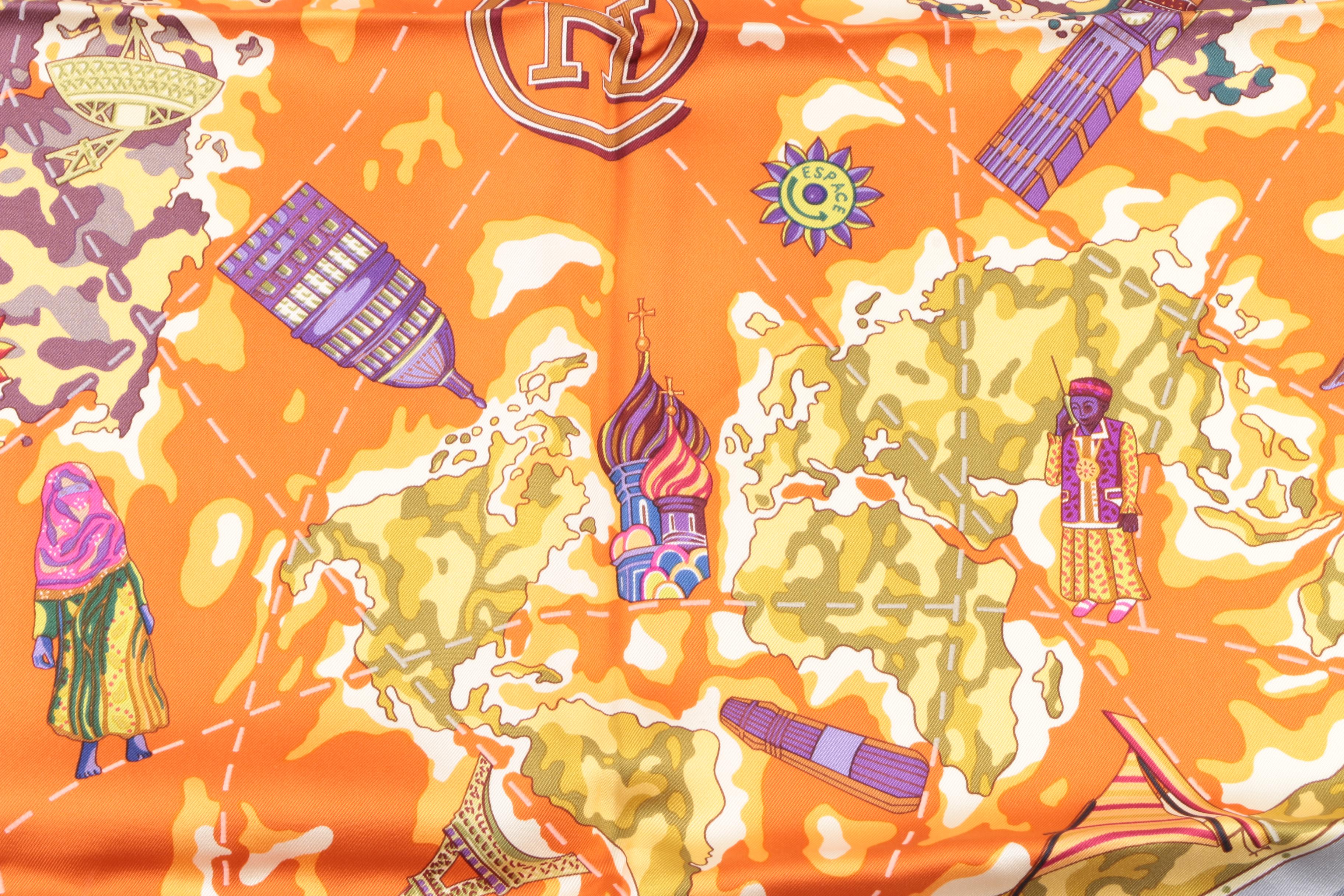 2001 Hermès "The World of Hermès" Silk Scarf Designed by Christine Henry