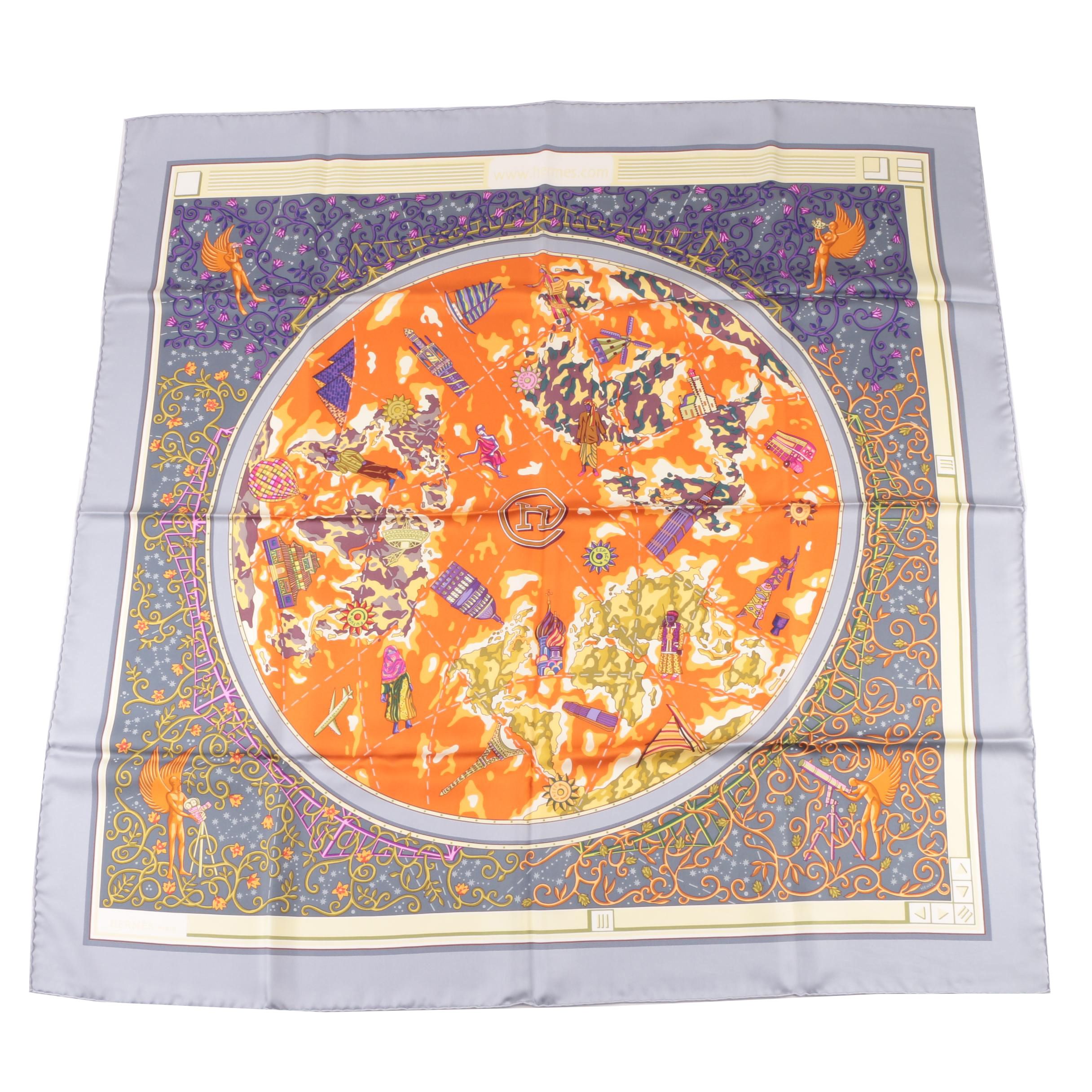 2001 Hermès "The World of Hermès" Silk Scarf Designed by Christine Henry