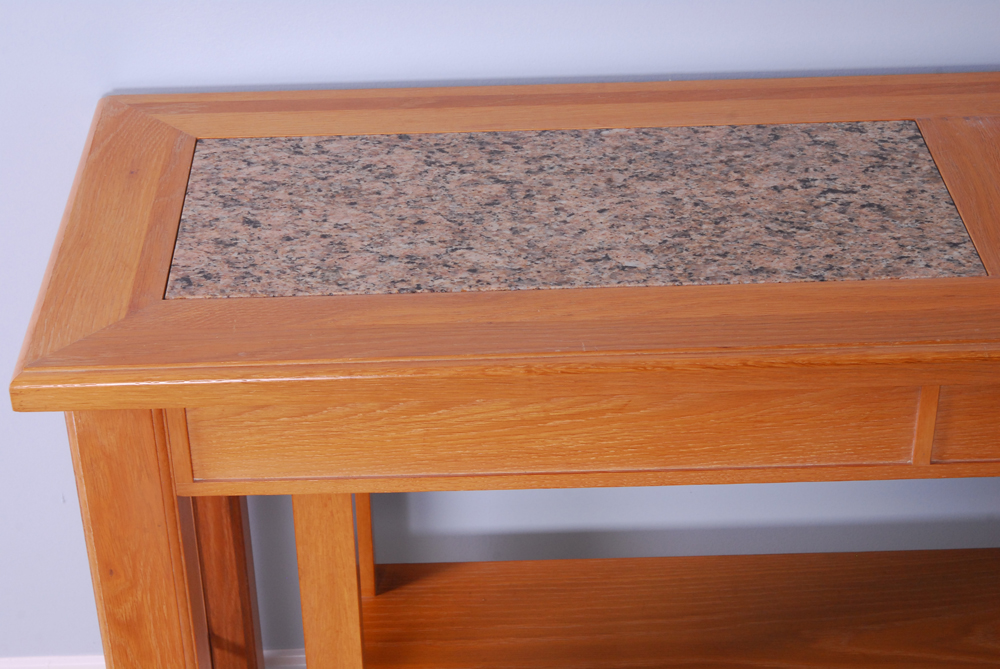 Stone Top Mission Style Console Table