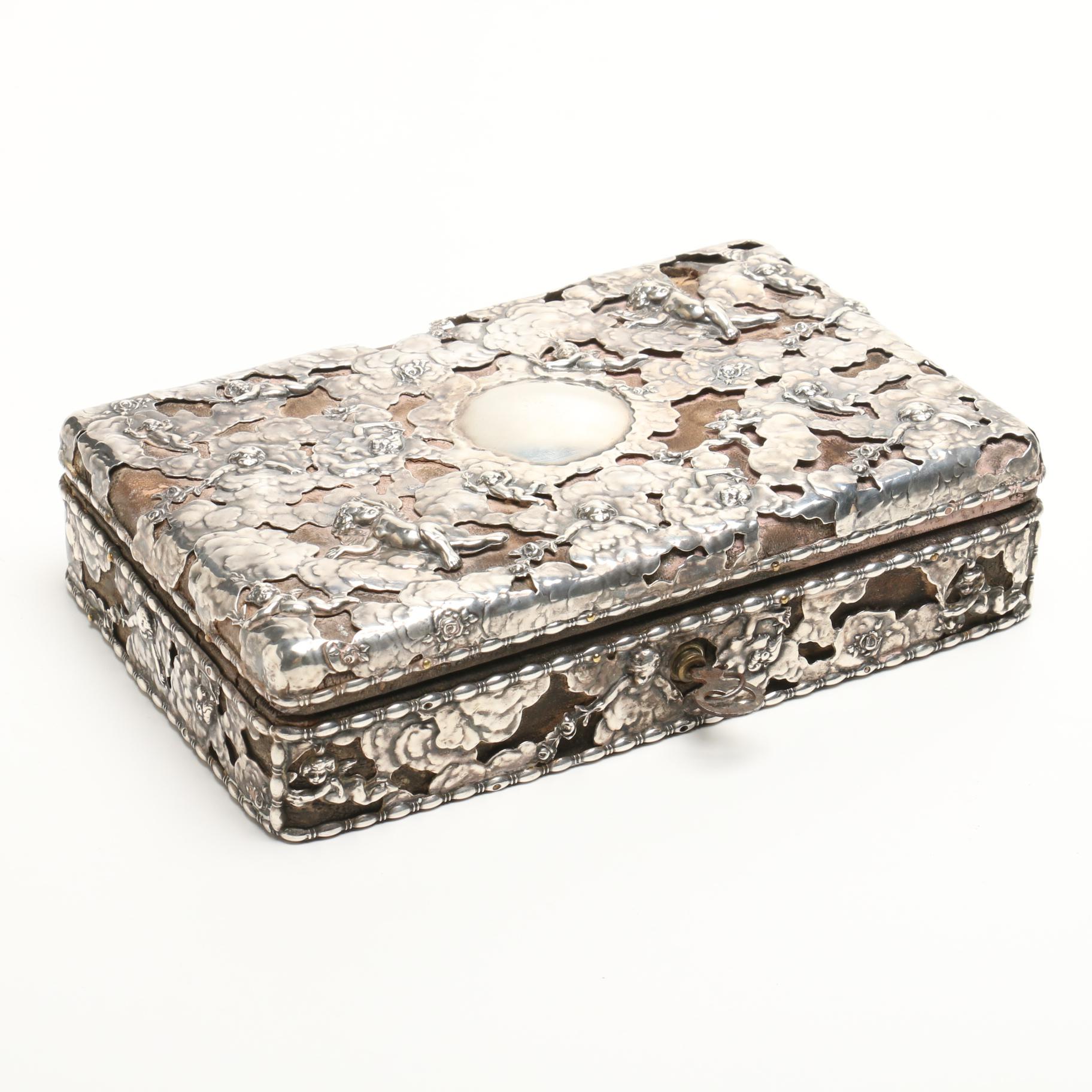 Antique Mauser Sterling Silver Covered Jewelry Box