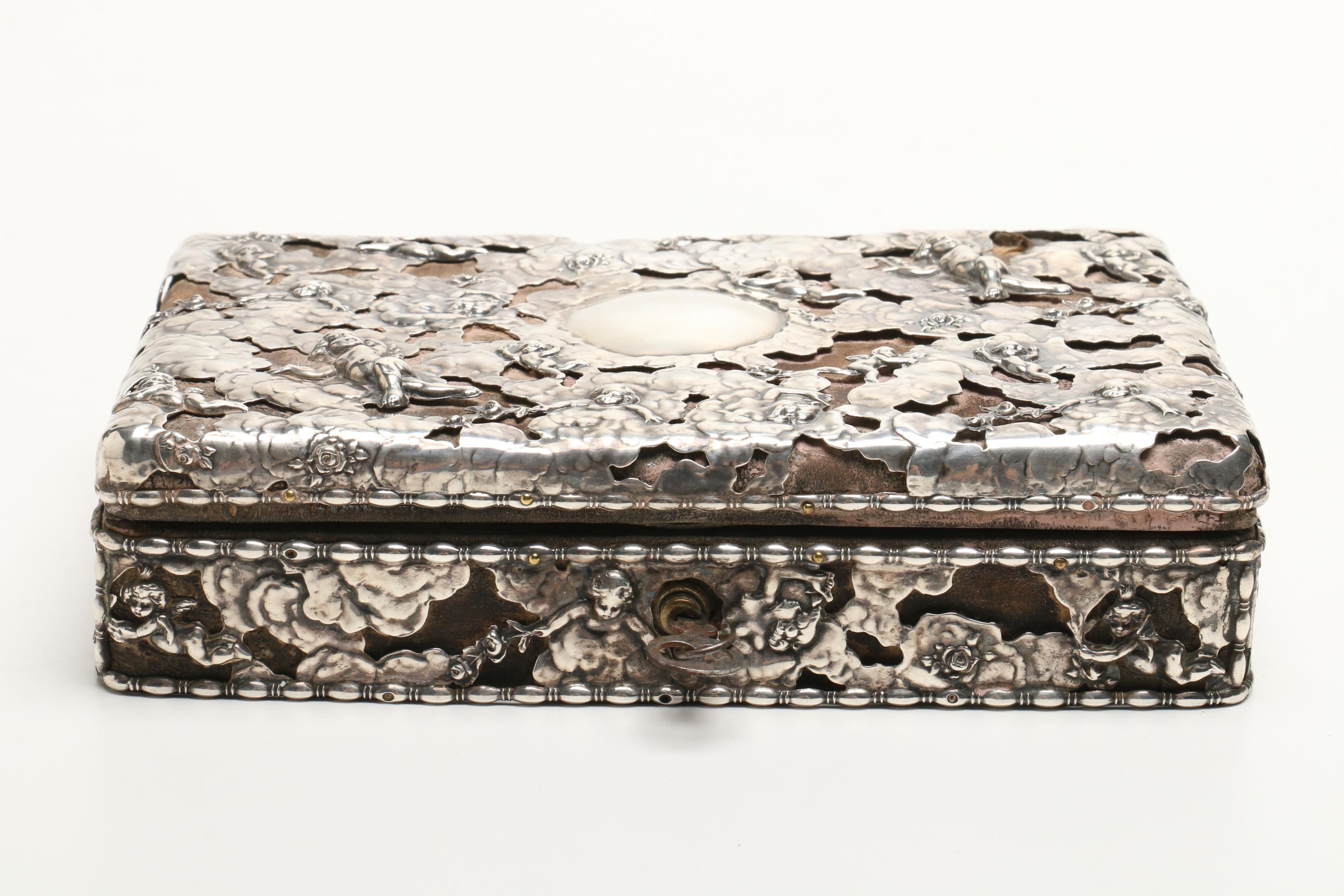 Antique Mauser Sterling Silver Covered Jewelry Box