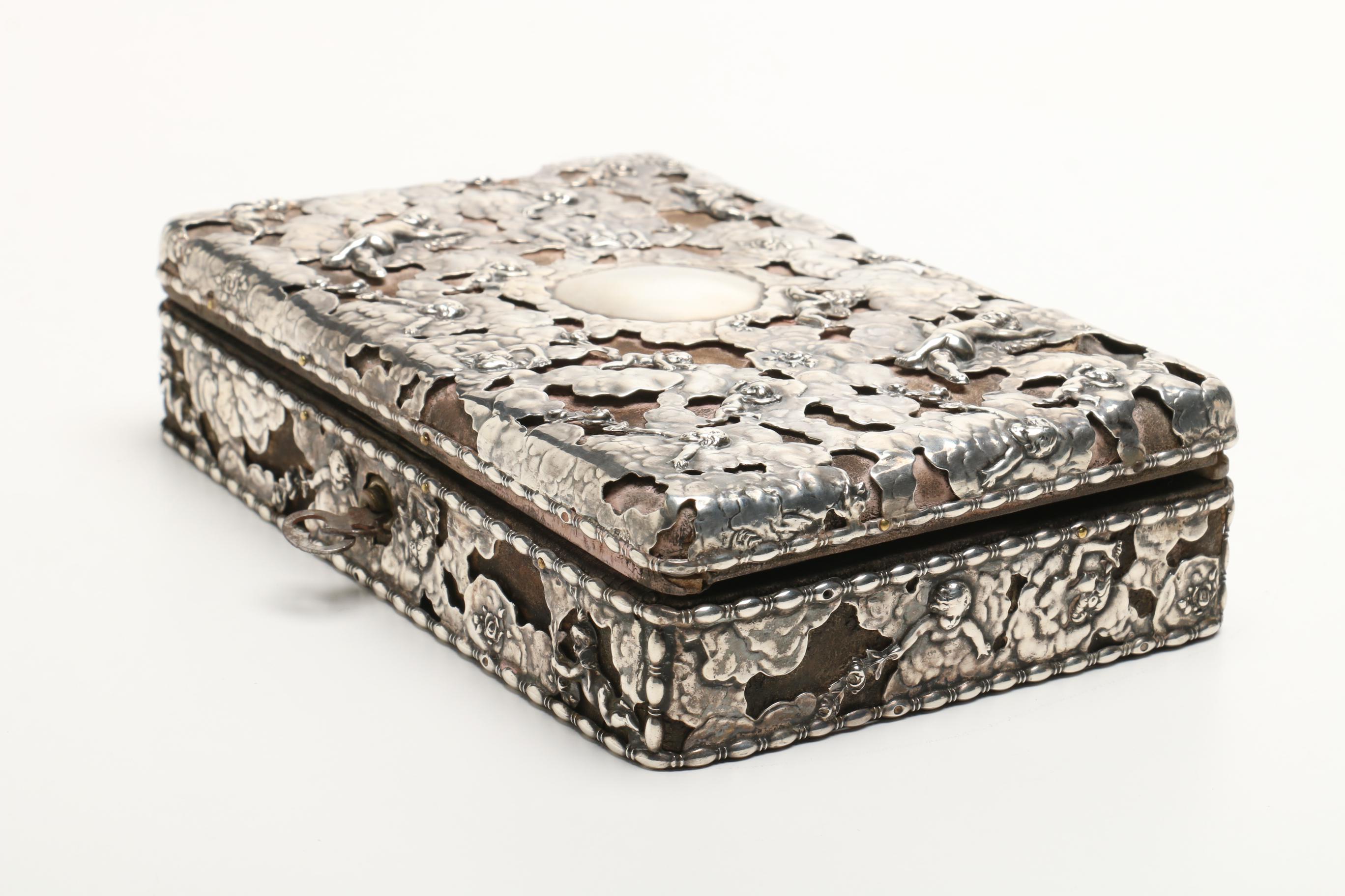 Antique Mauser Sterling Silver Covered Jewelry Box