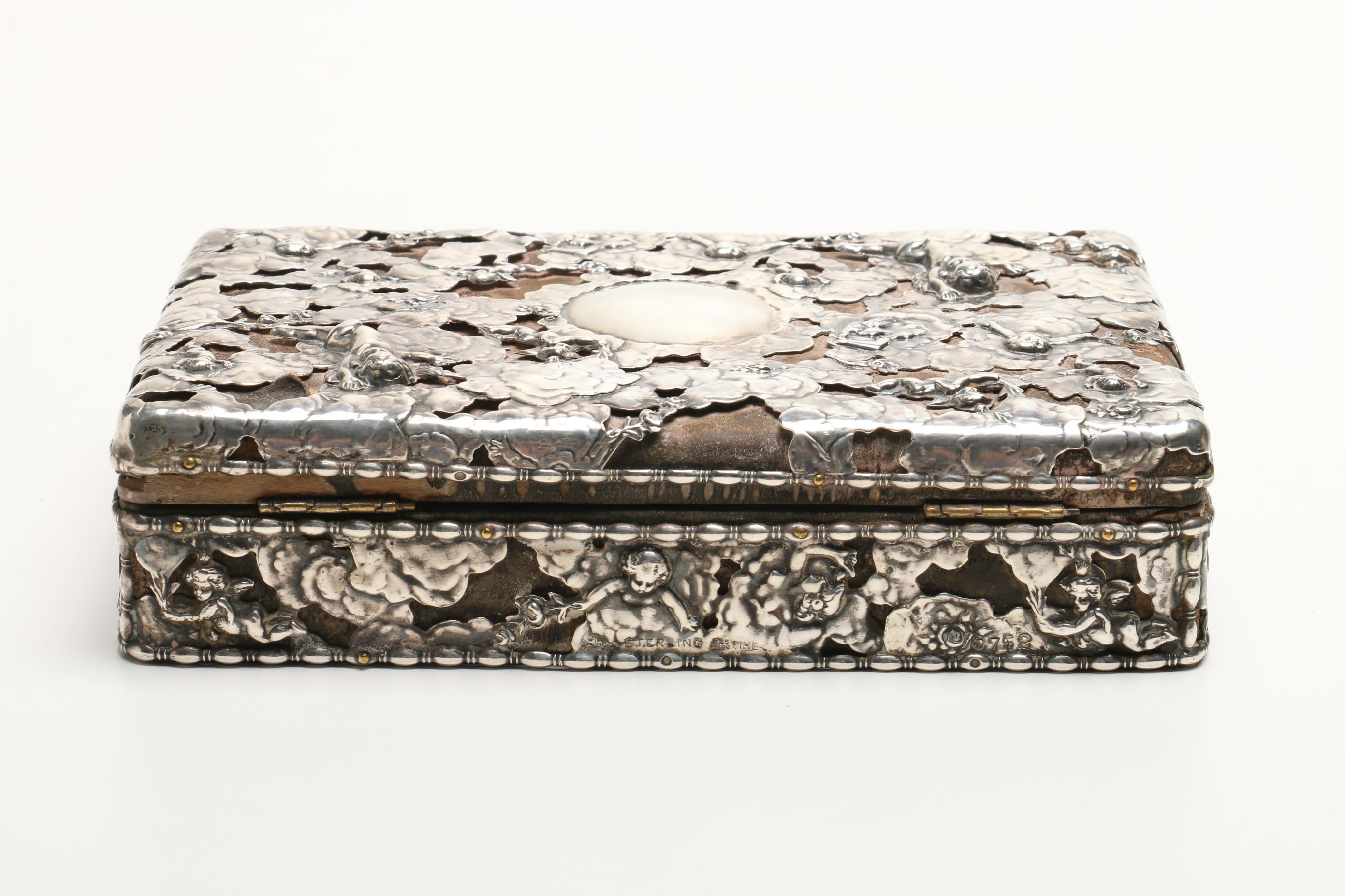 Antique Mauser Sterling Silver Covered Jewelry Box