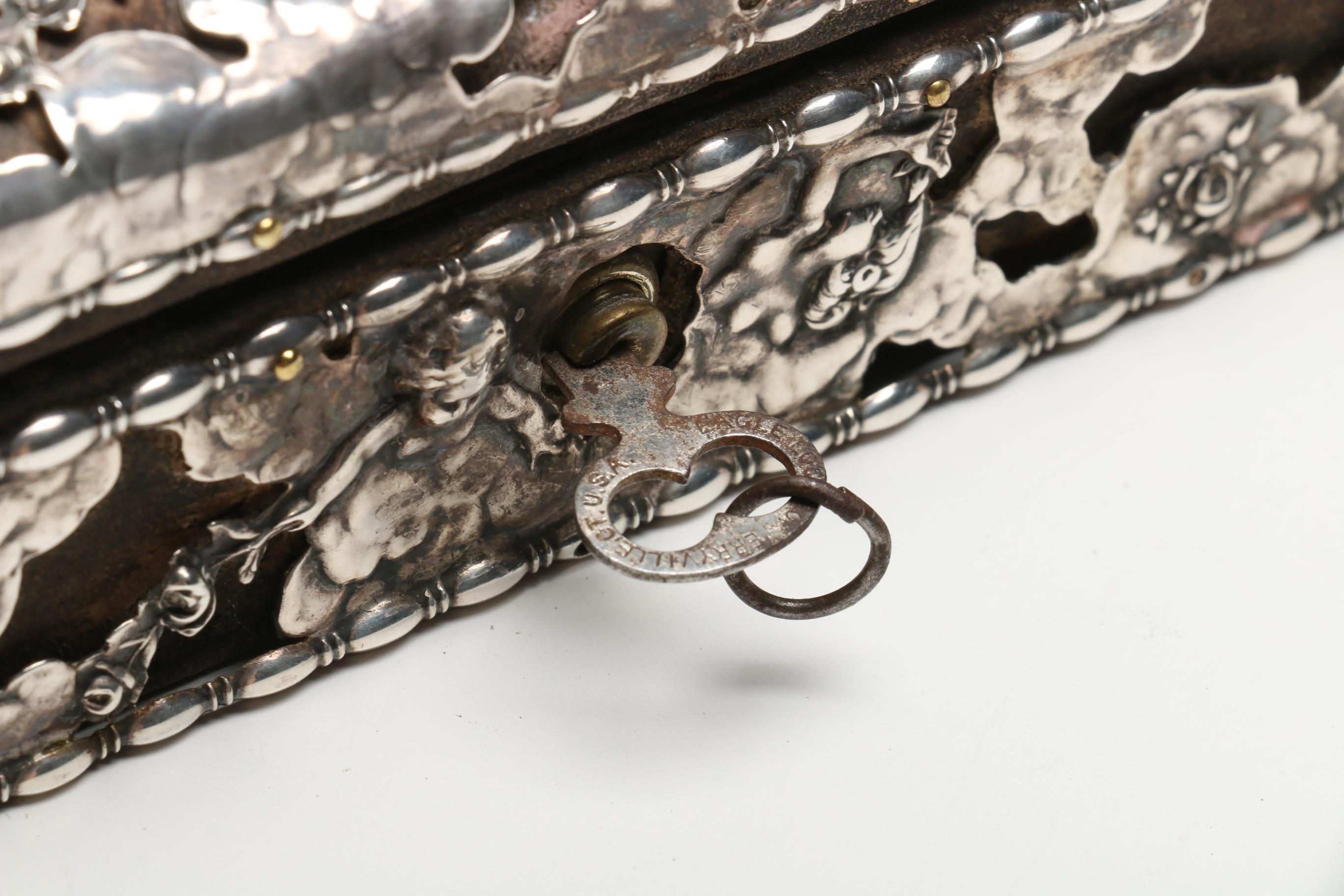 Antique Mauser Sterling Silver Covered Jewelry Box