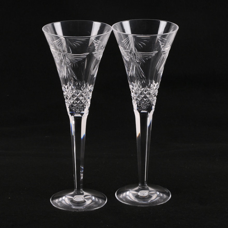 Waterford Crystal "Millennium Series; Peace" Champagne Toasting Flutes
