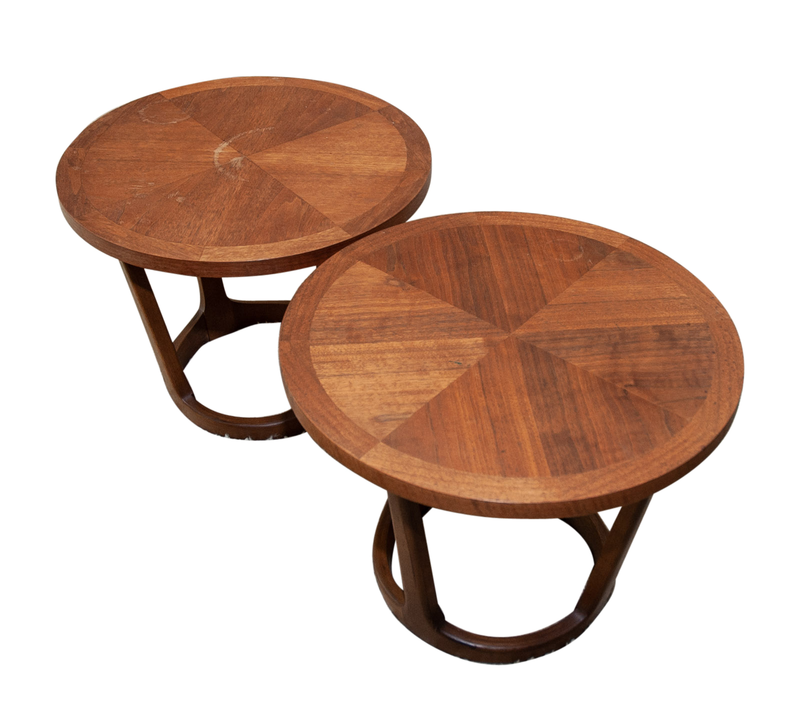 Two Lane Mid-Century Modern Circular End Tables