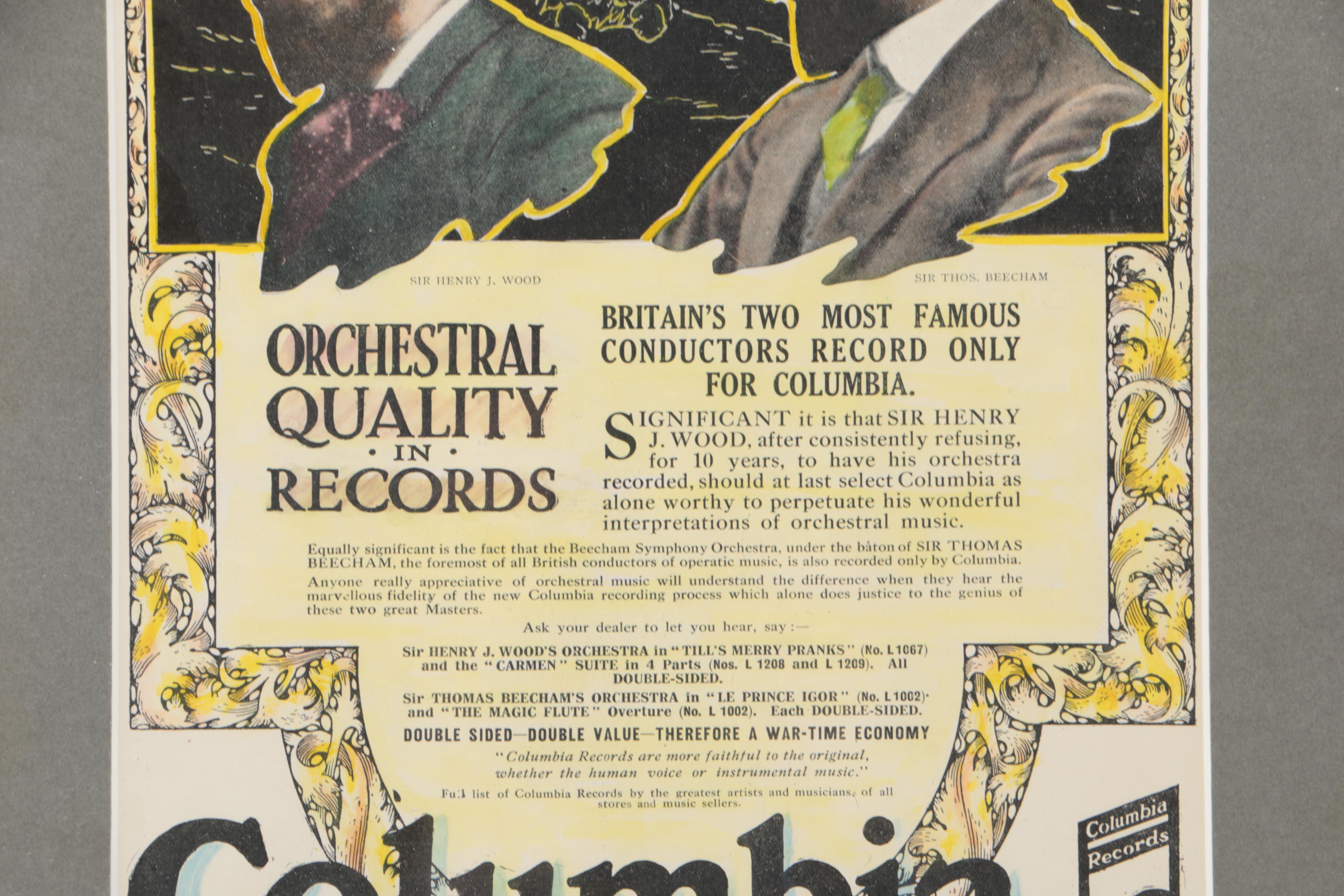 1917 Columbia Records Advent Poster