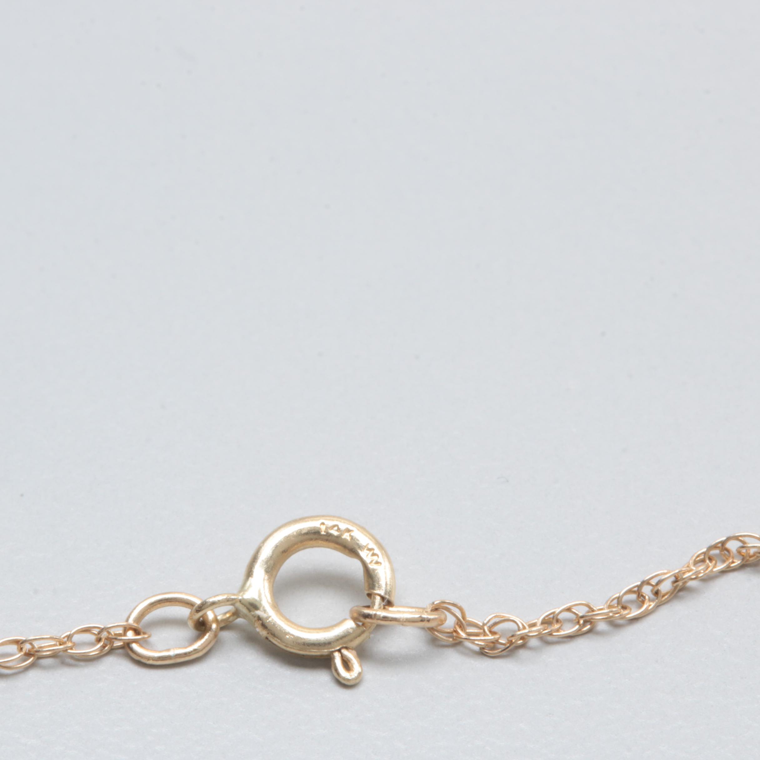 14K Yellow Gold Diamond Clover Pendant Necklace