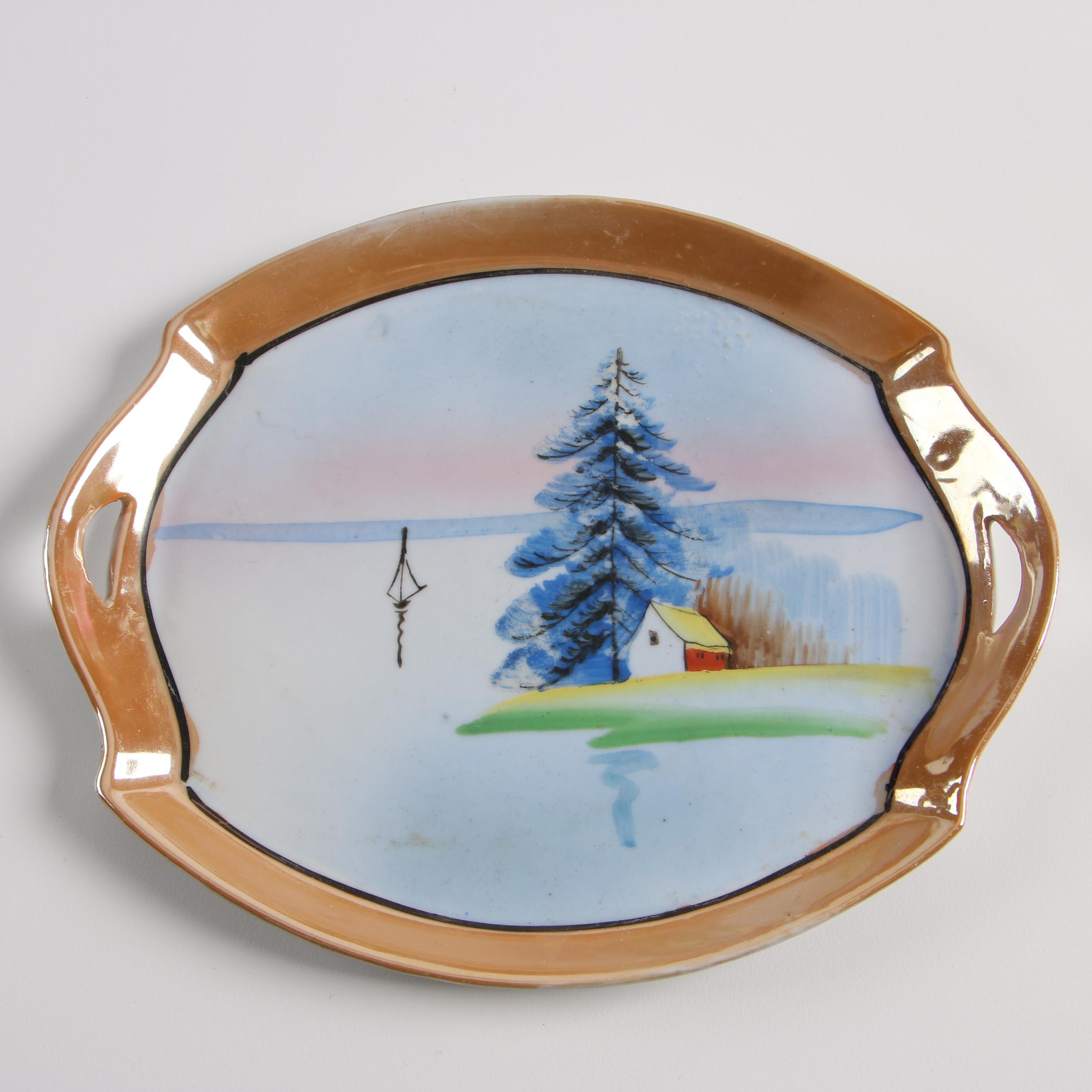 Mid-Century Japanese Lusterware Porcelain Tea Service featuring Takito Company